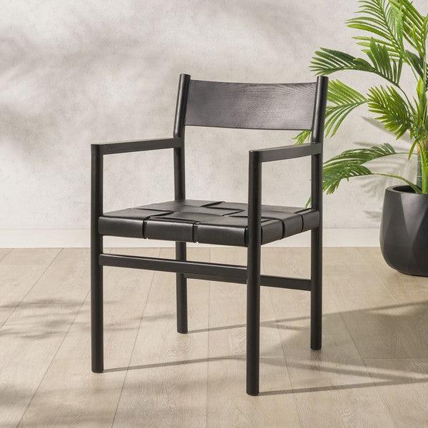 Devnie Woven Leather Dining Chair - Remutear