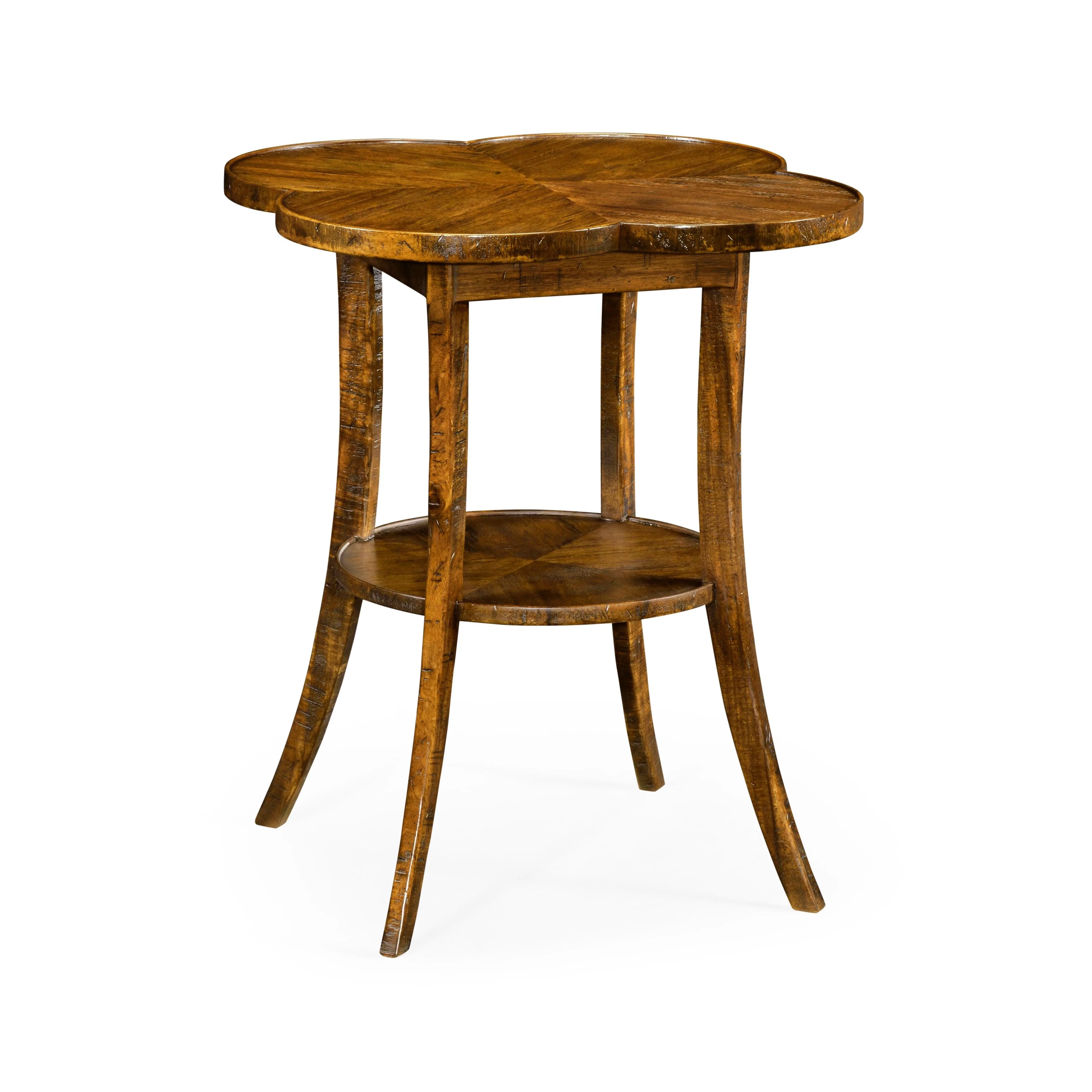 Casual Accents Country Walnut Quatrefoil Accent Table - Remutear