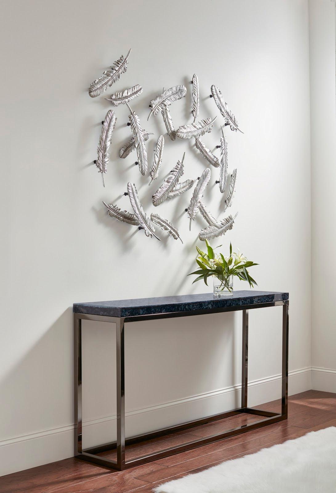 Feathers Wall Art, Small, Silver Leaf, Set of 2 - Remutear