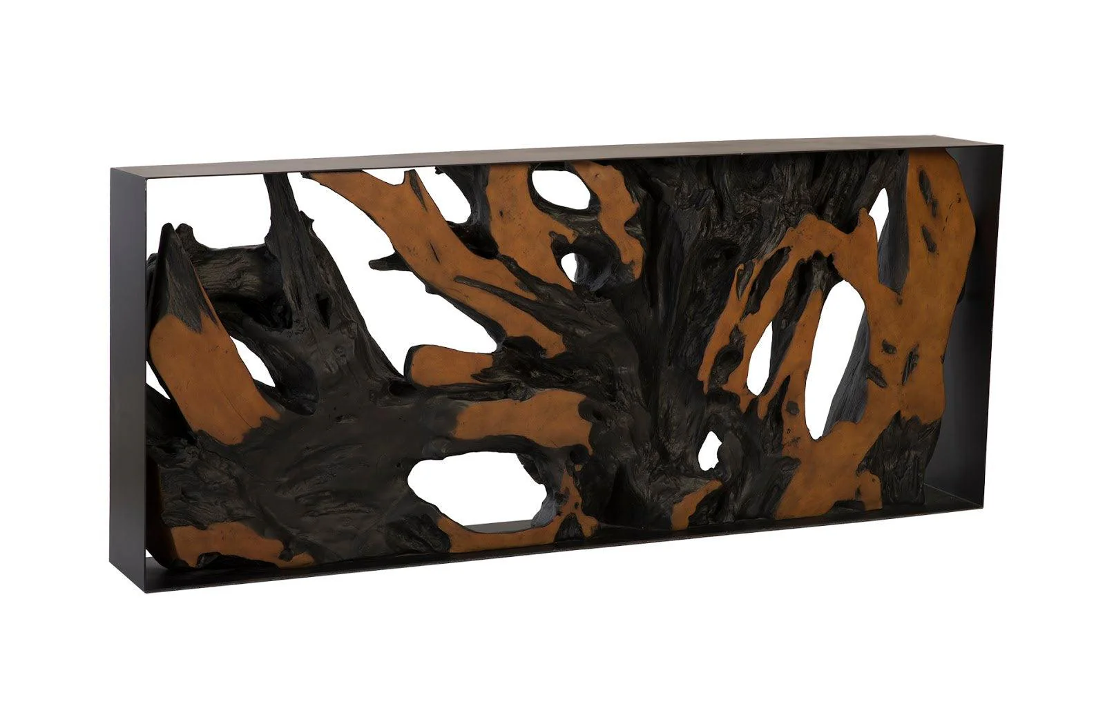 Cast Root Console Table, Iron Frame, Resin, Brown - Remutear