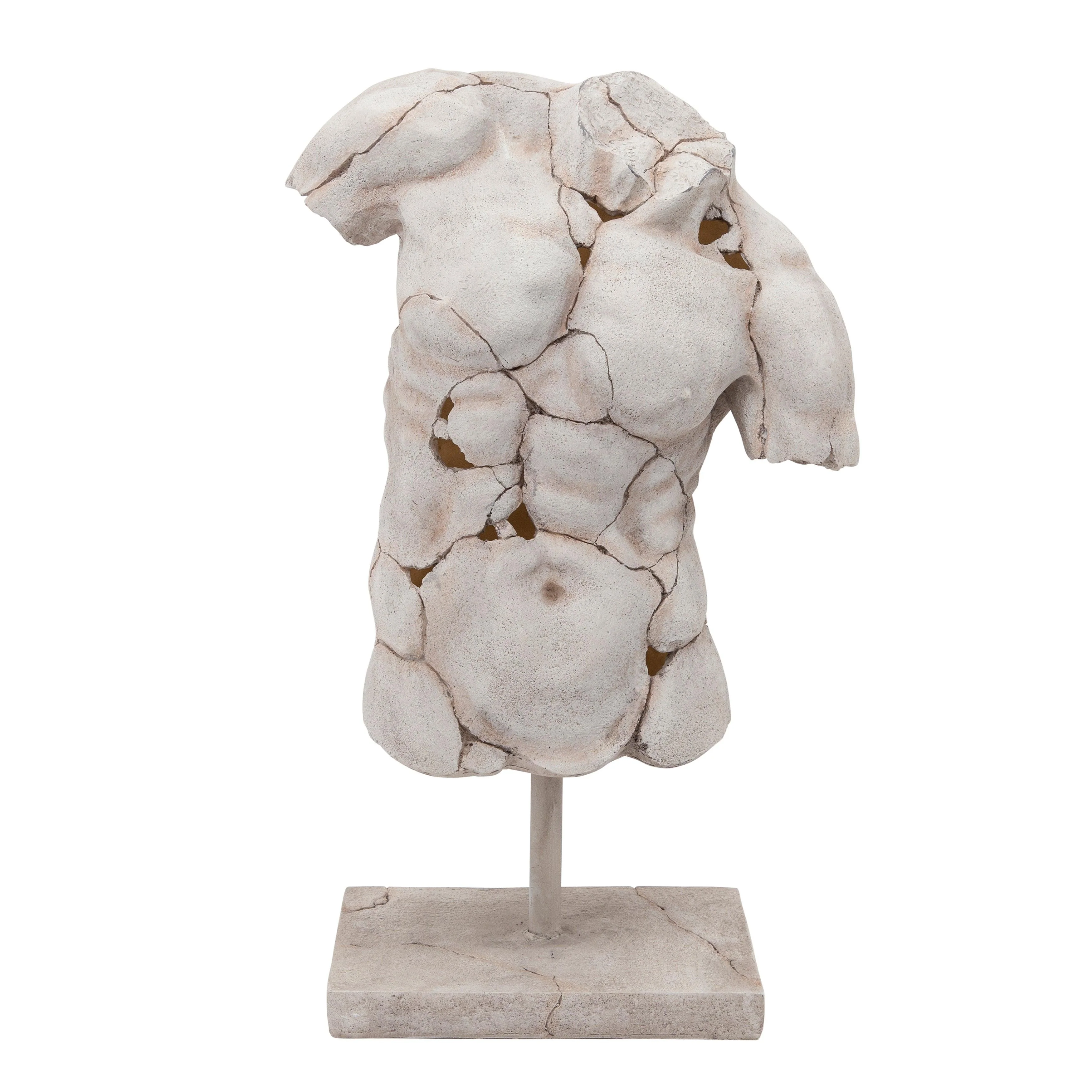 Cracked Torso Sculpture, White - Remutear