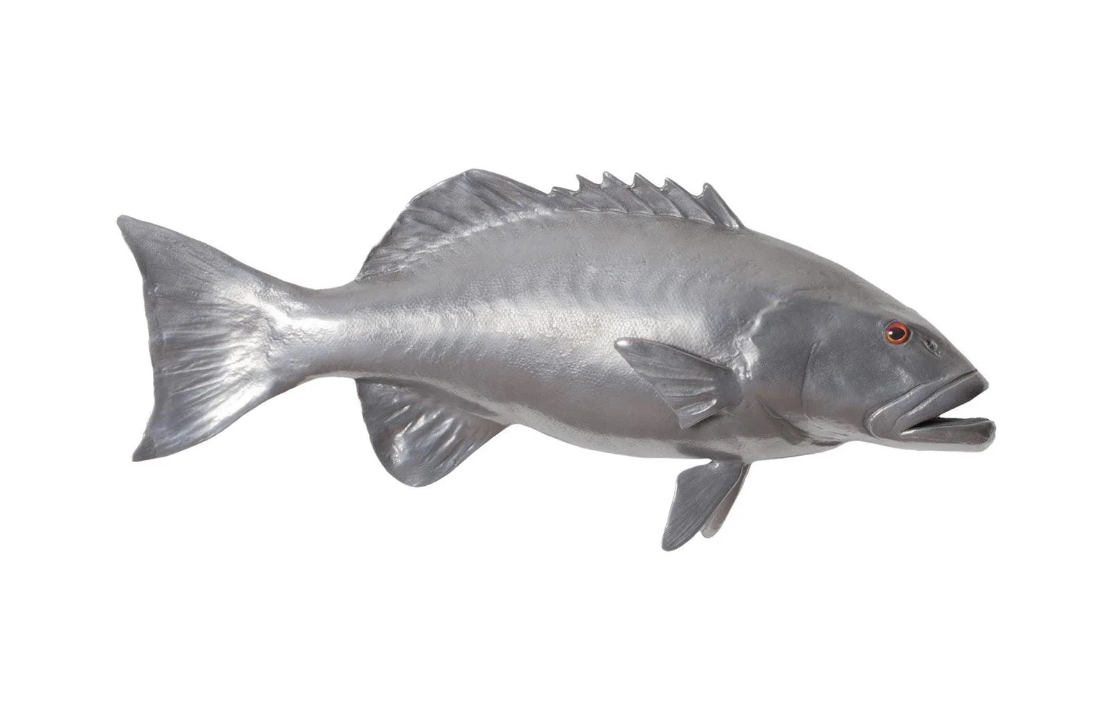 Coral Trout Fish Wall Sculpture, Resin, Polished Aluminum Finish - Remutear