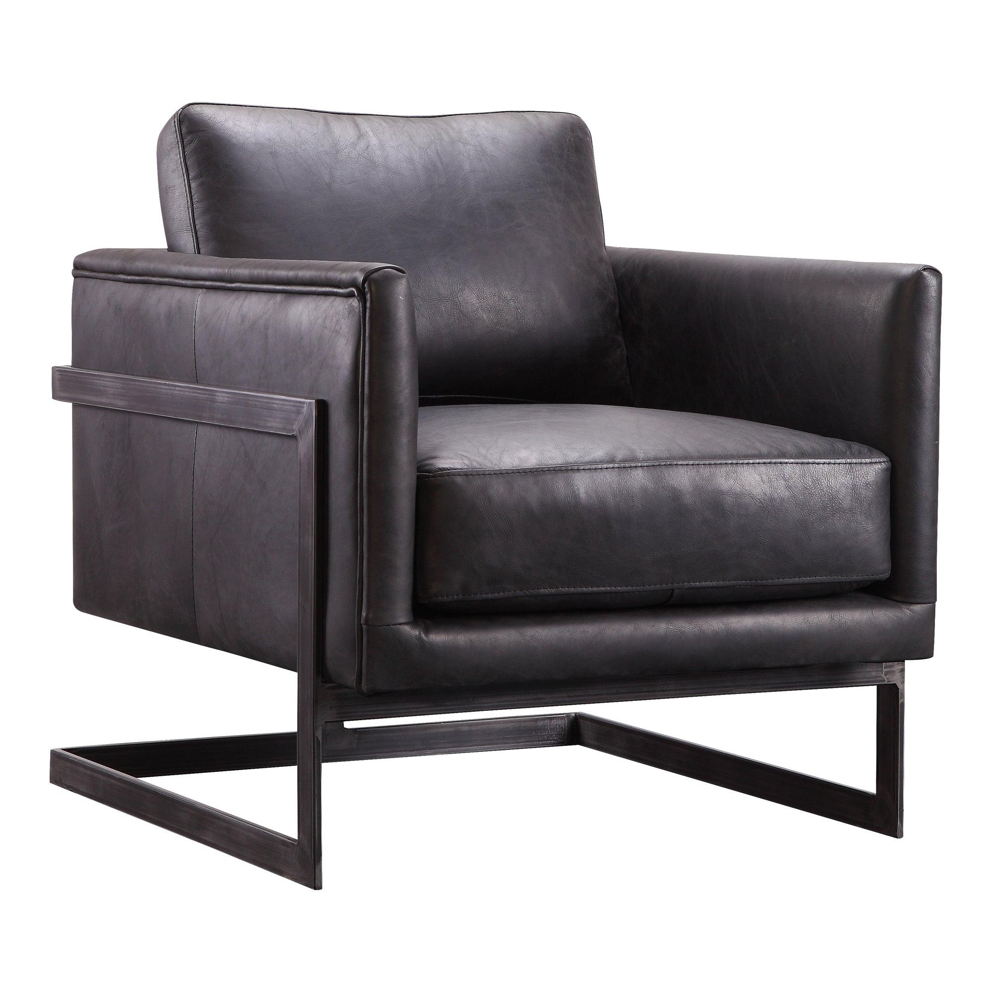 Luxley Club Chair Onyx Black Leather - Remutear