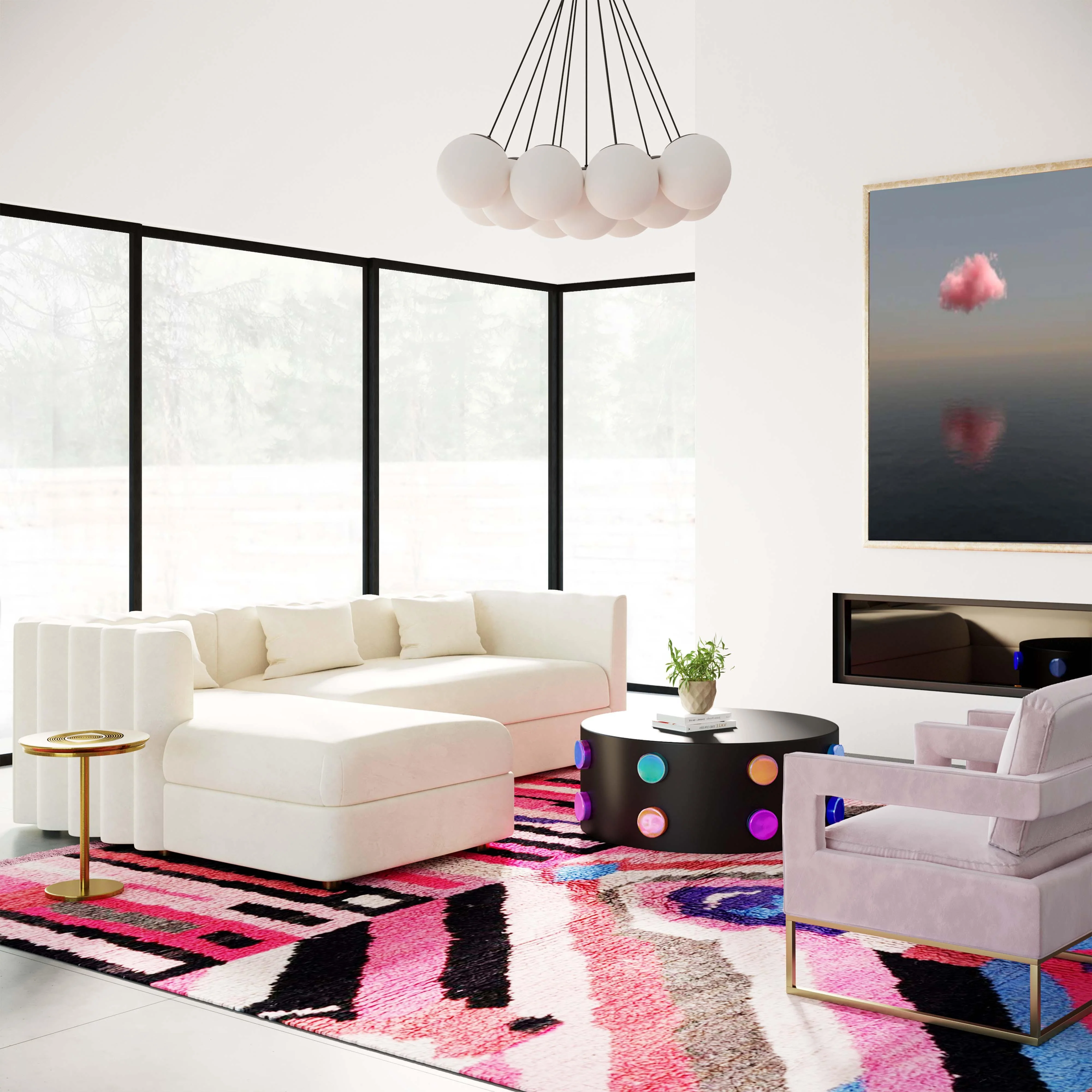 Callie Cream Velvet Sectional - LAF - Remutear