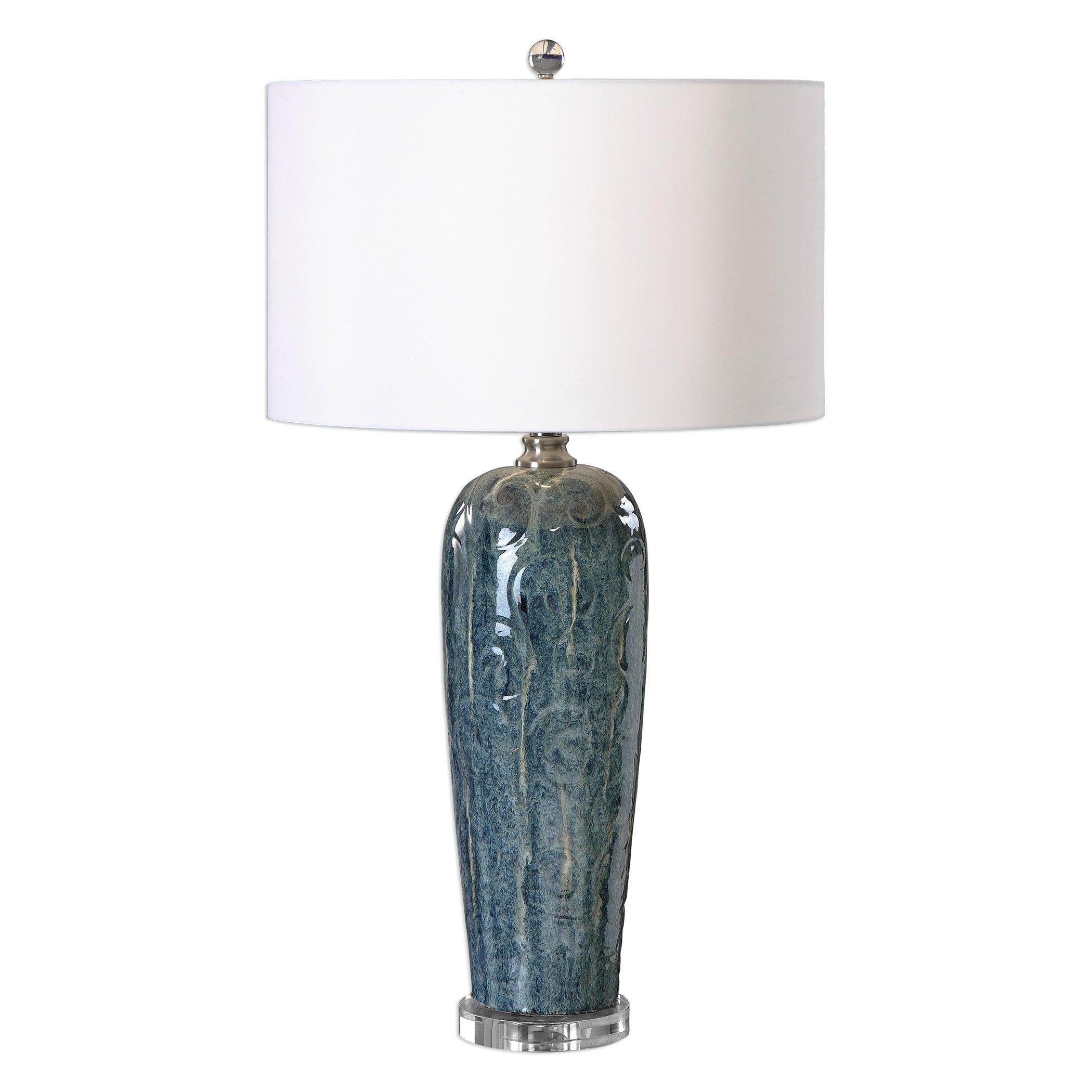 MAIRA BLUE CERAMIC TABLE LAMP - Remutear