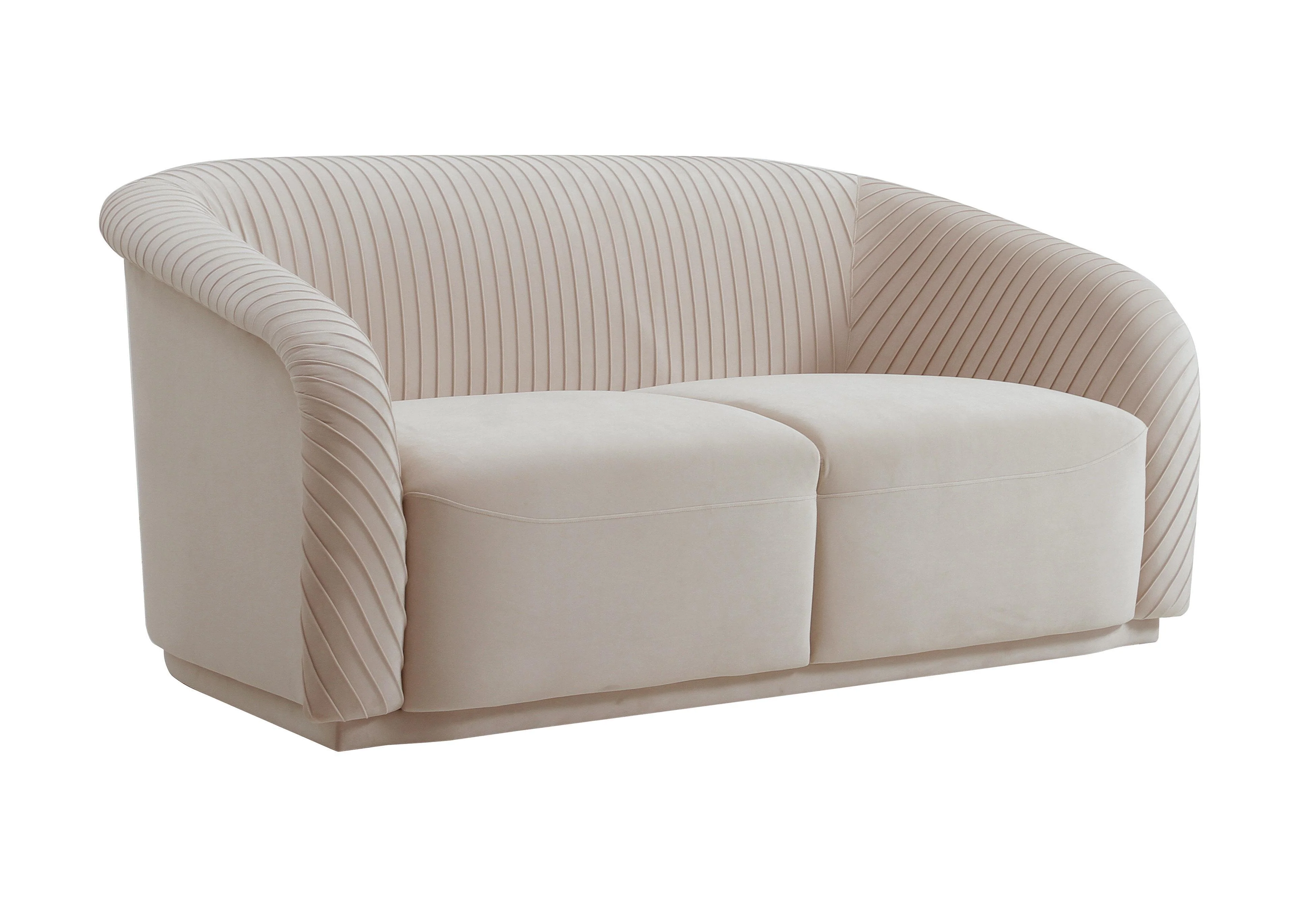 Yara Pleated Beige Velvet Loveseat - Remutear