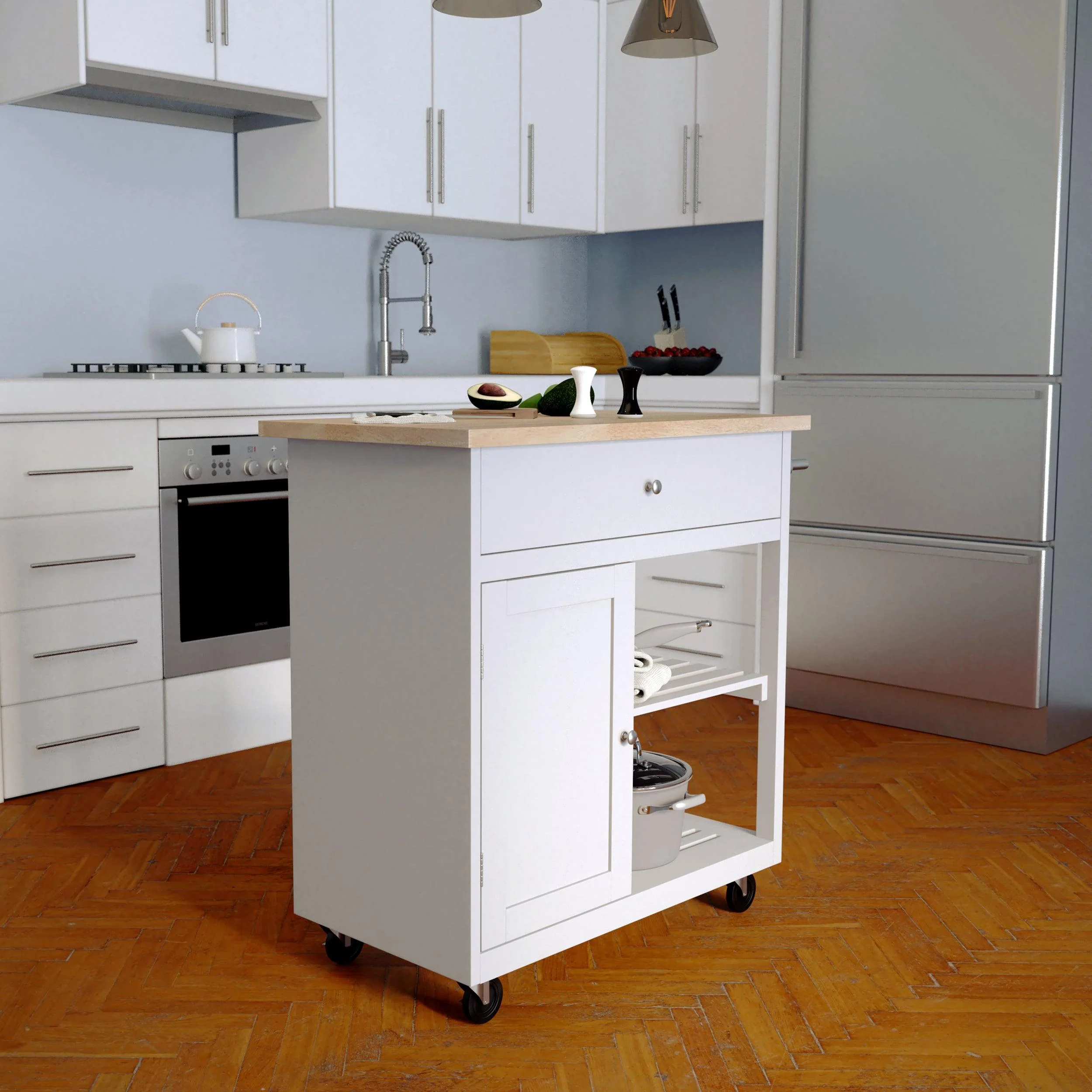 Rolling Kitchen Island w/ Storage - Remutear