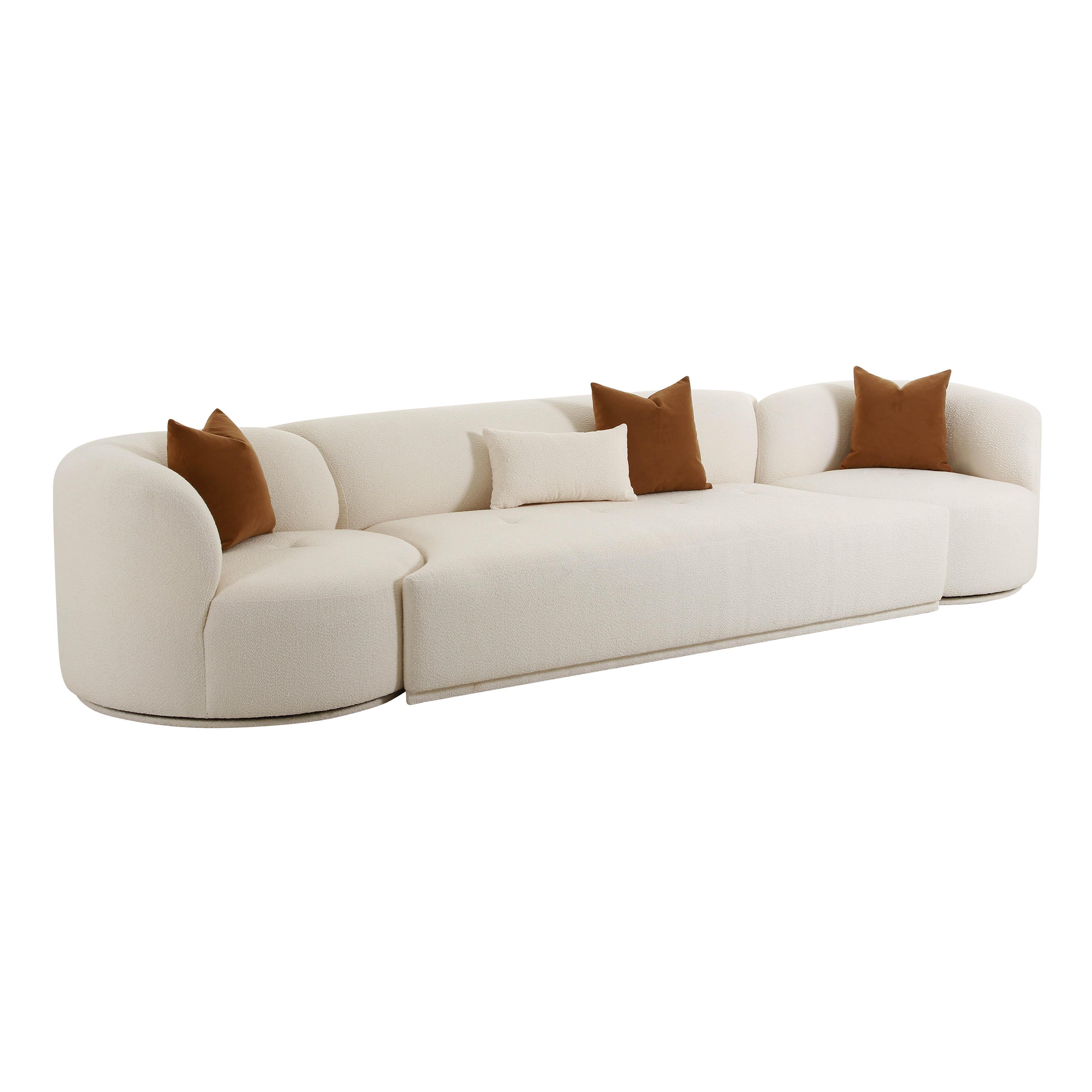 Fickle Cream Boucle 3-Piece Modular Sofa - Remutear