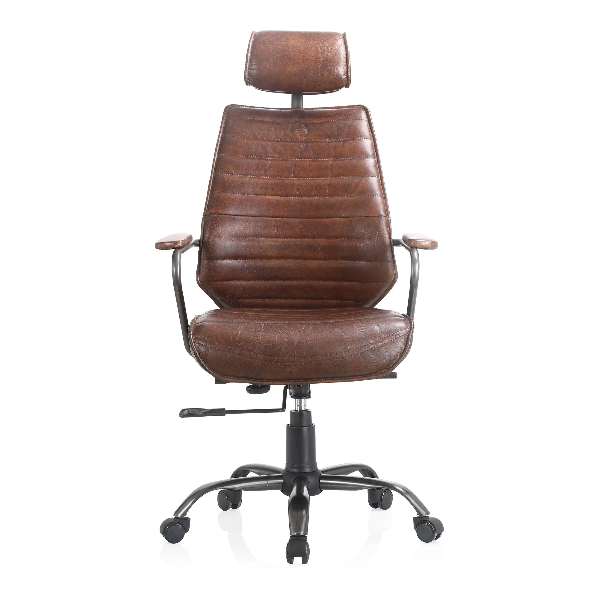 Executive Office Chair Dark Brown Leather - Remutear