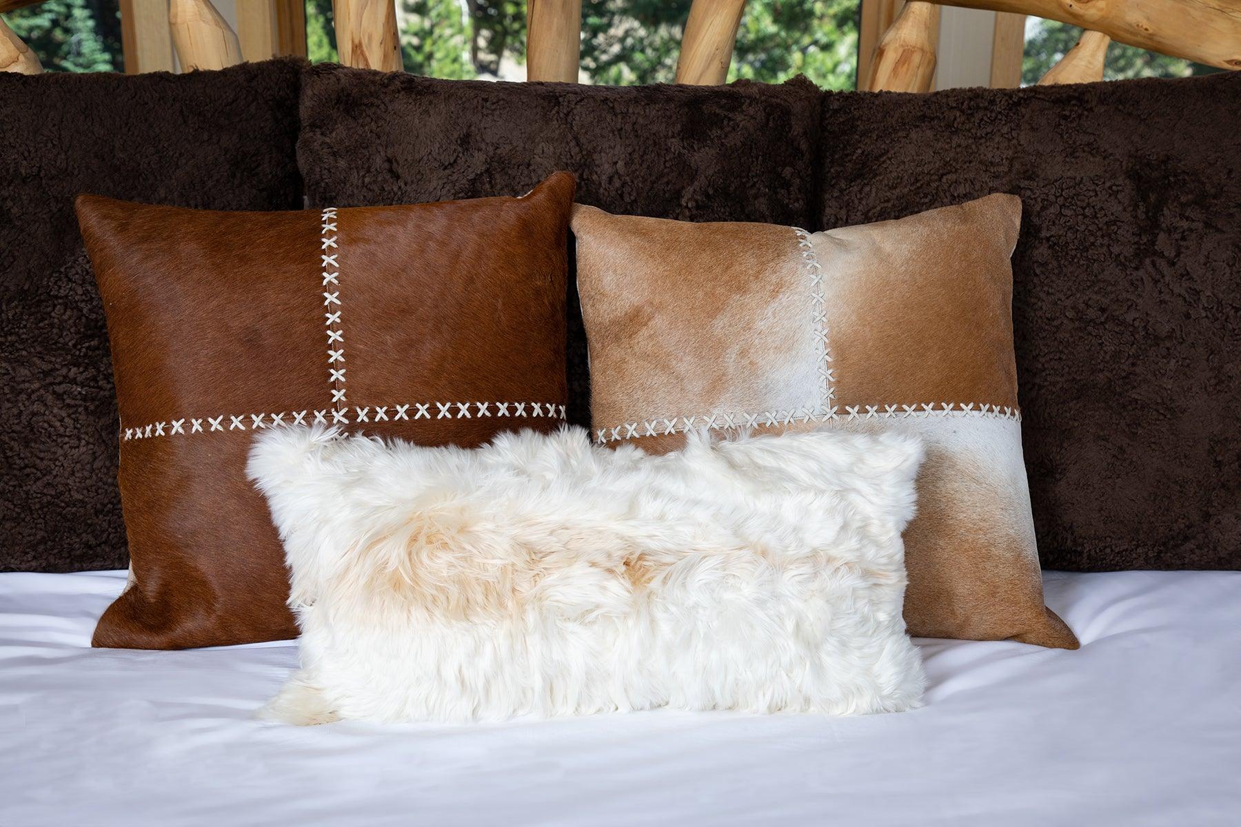 Cowhide Laser Cut Square Cushion - Remutear