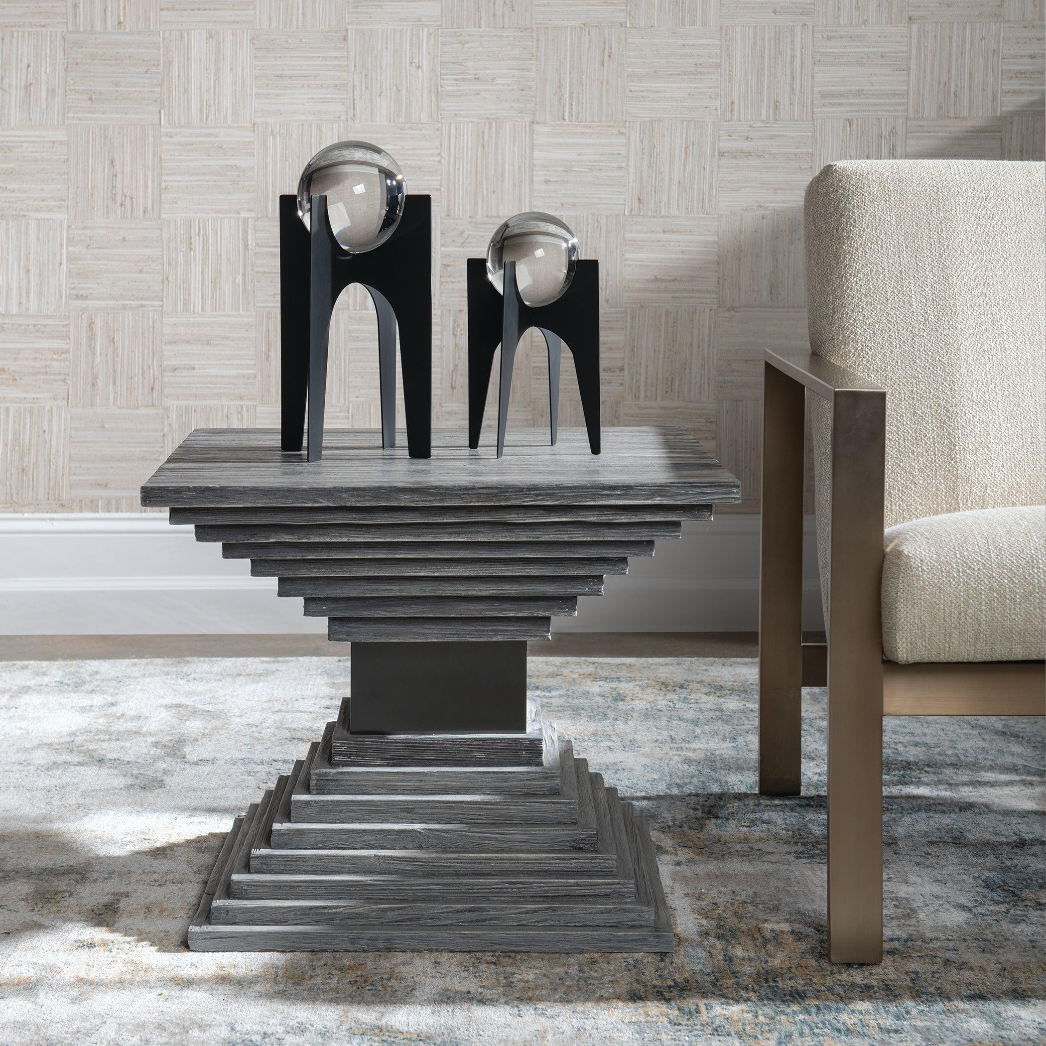 Andes Wooden Geometric Accent Table - Remutear