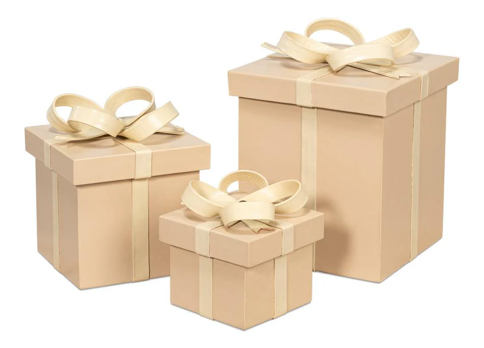 Ferrell Leather Holiday Boxes S/3 Taupe - Remutear