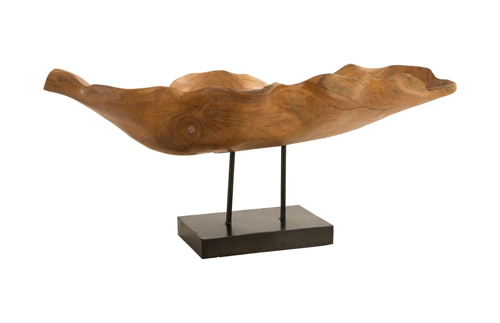 Carved Leaf Sculpture on Stand, Mahogany - Remutear