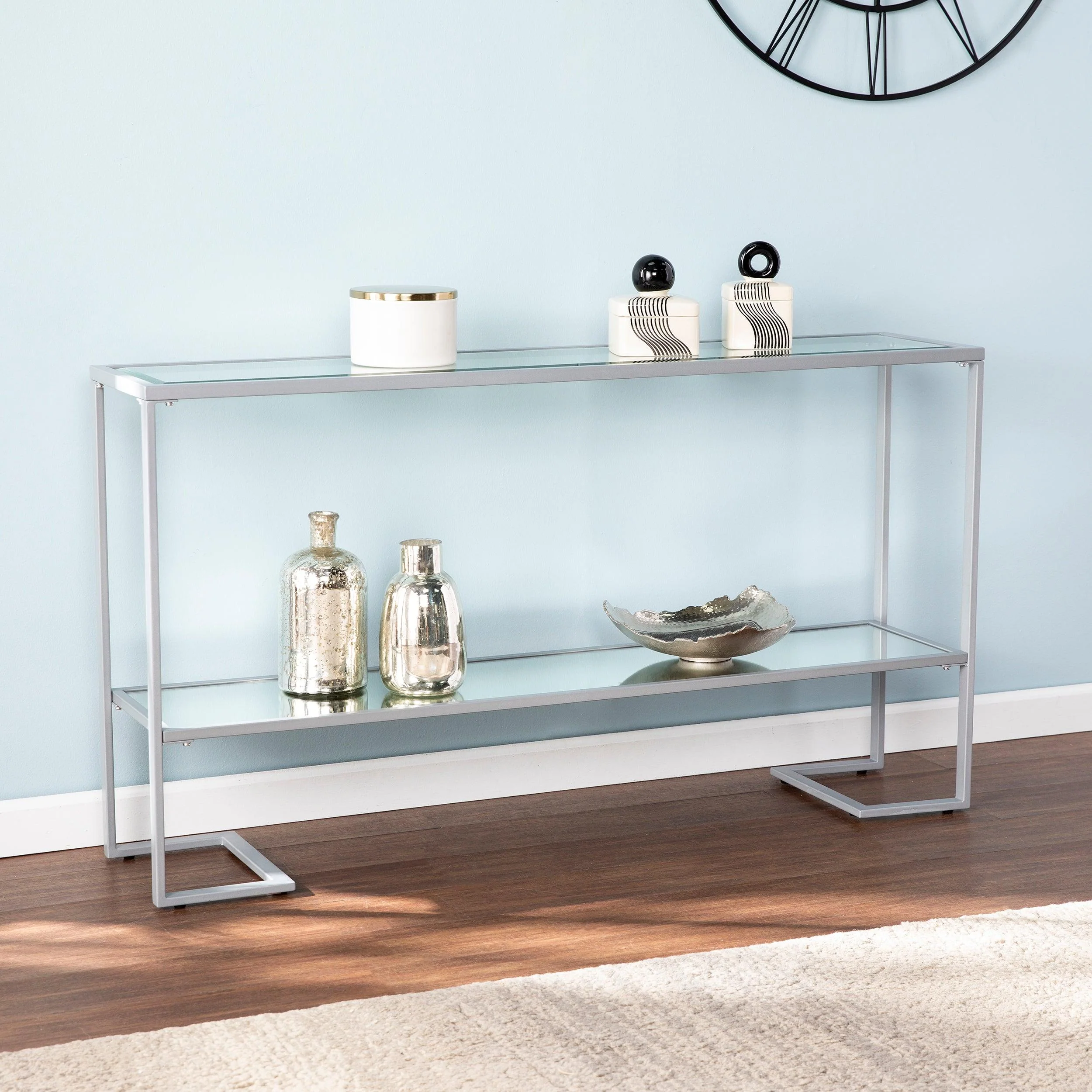 Horten Glam Narrow Console Table - Silver - Remutear