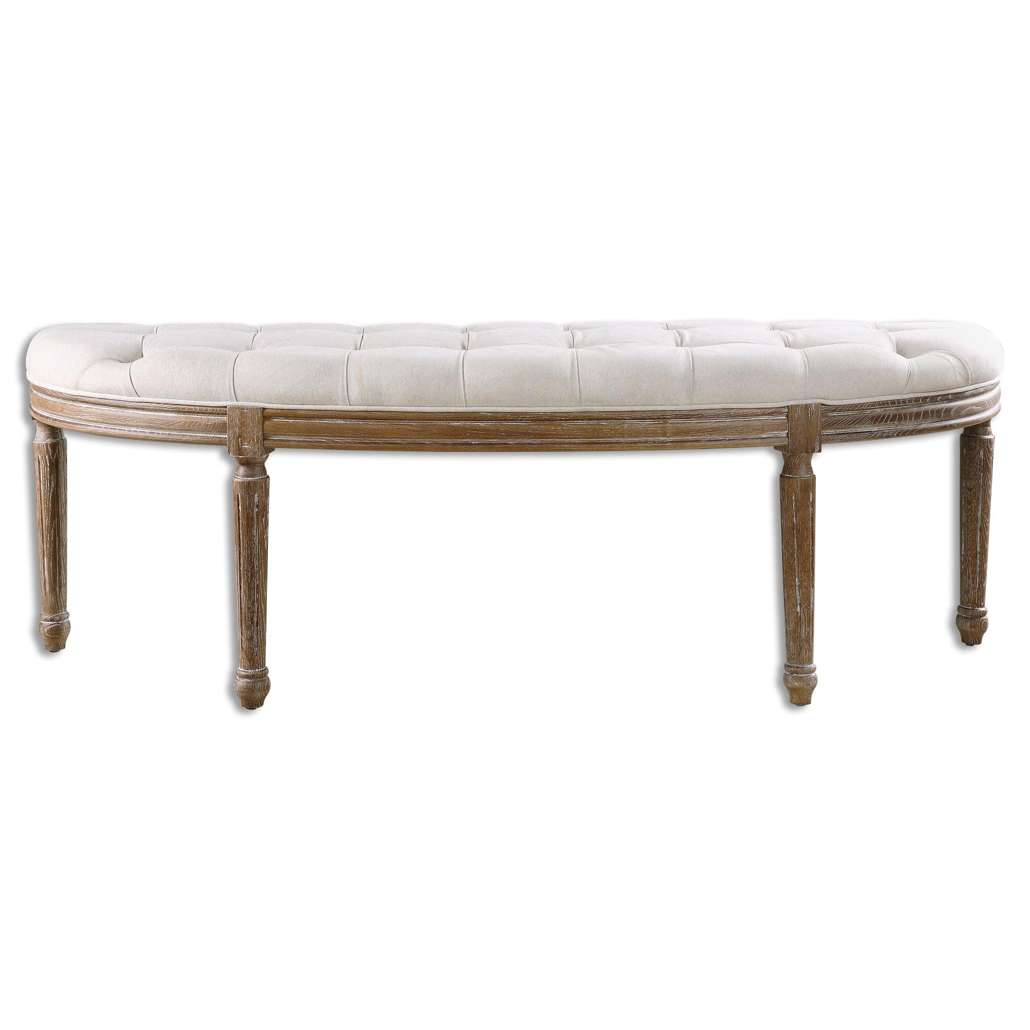 Leggett Tufted White Bench - Remutear
