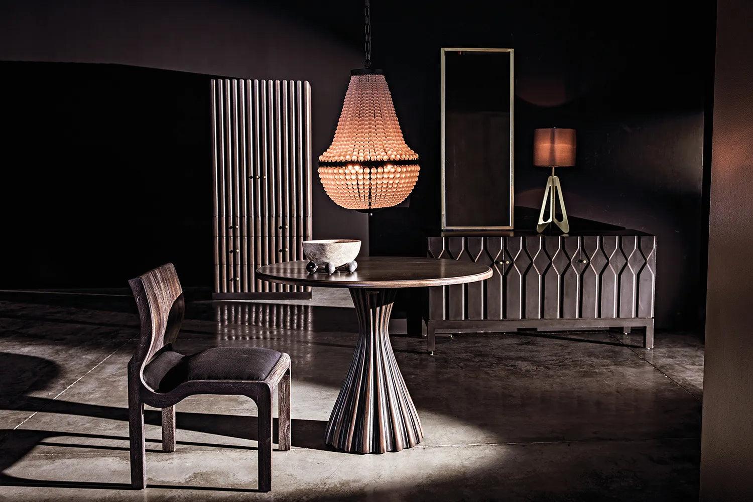 Osiris Dining Table, Pale Rubbed with Light Brown Trim - Remutear