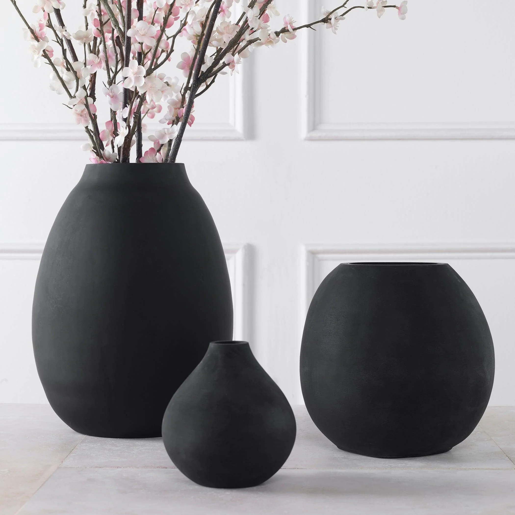 Hearth Matte Black Vases, Set/3 - Remutear