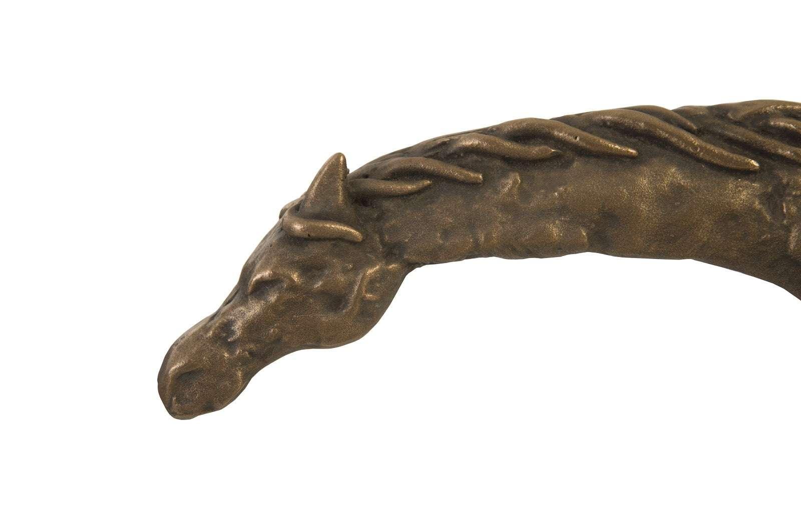 Prancing Horse Sculpture on Black Metal Base, Resin, Bronze Finish - Remutear