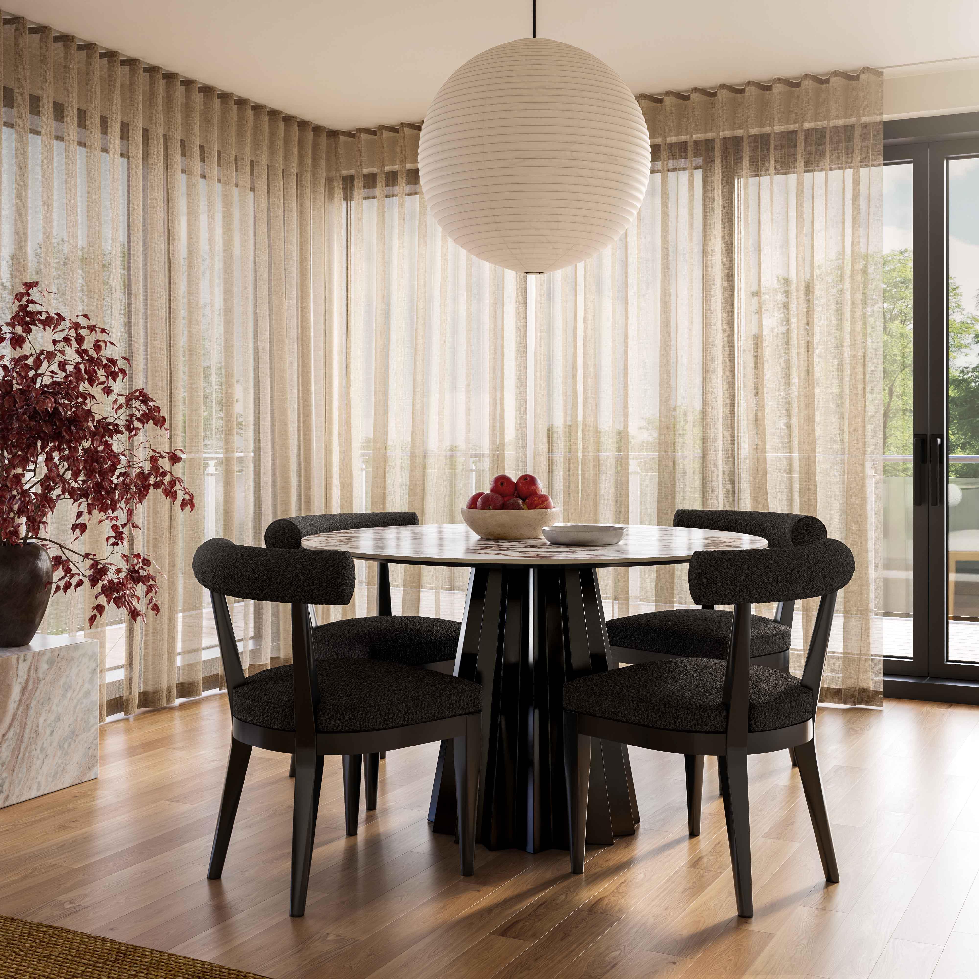 Palla Black Boucle Dining Chair - Remutear