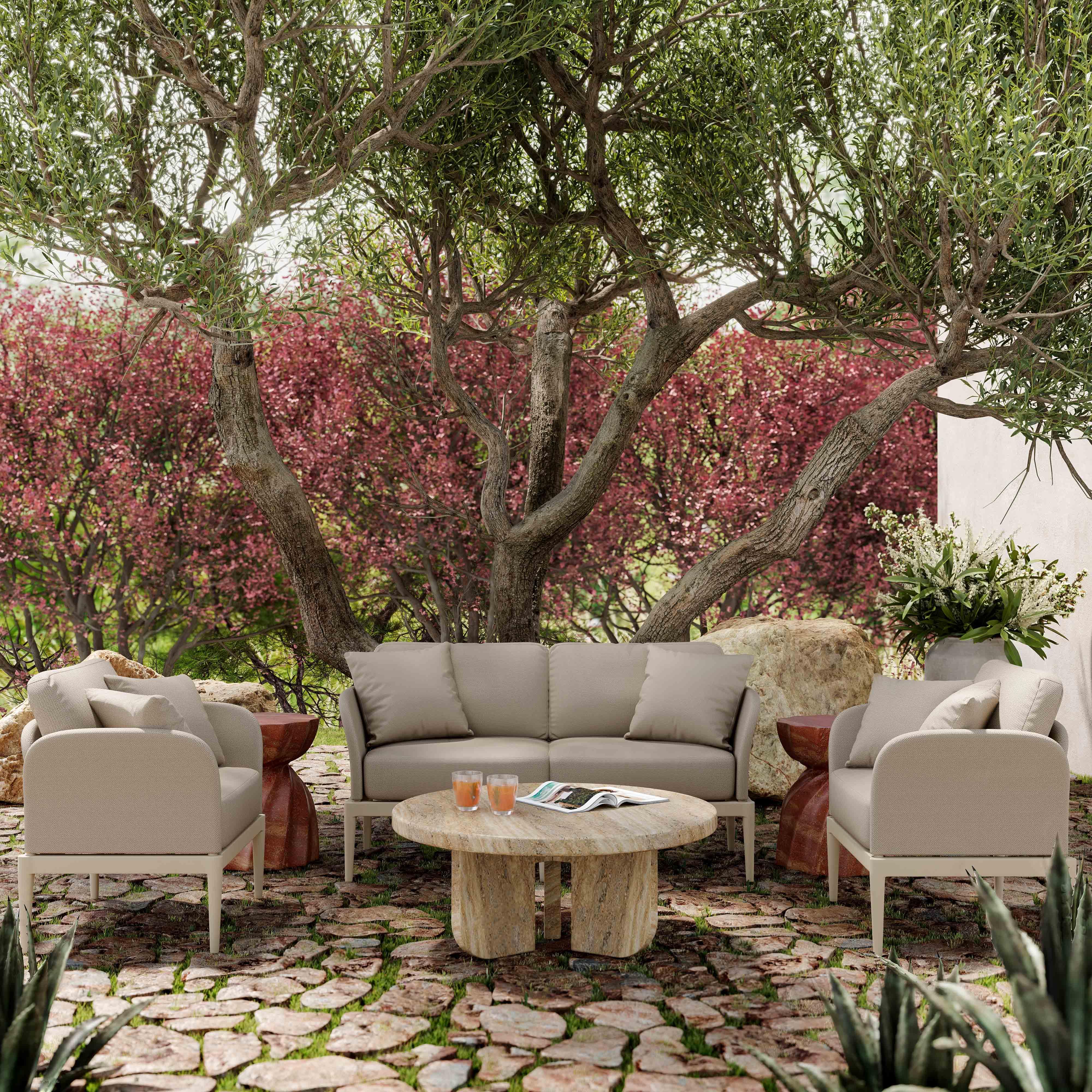 Kapri Taupe Modular Outdoor Loveseat - Remutear