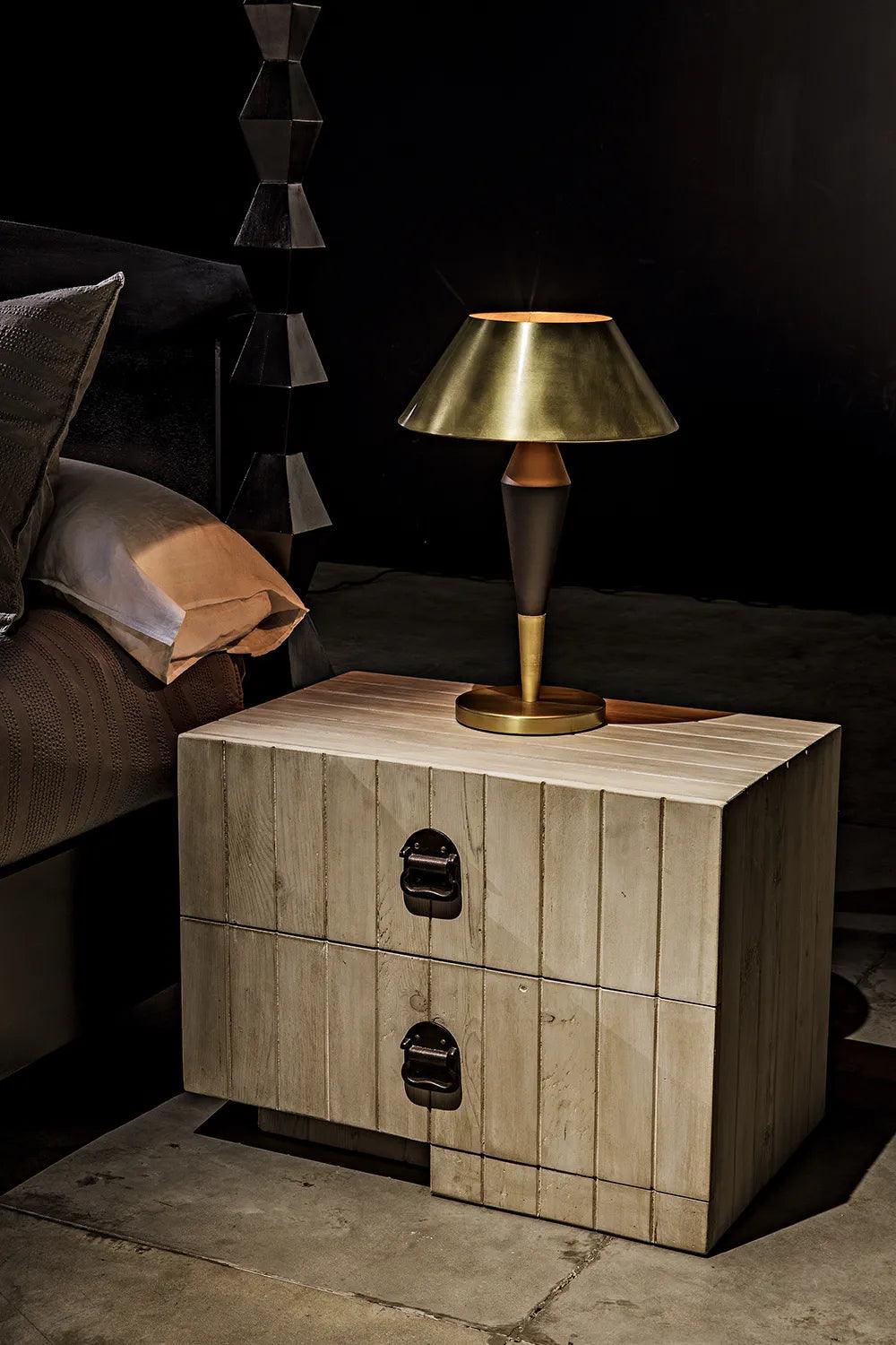 Blau Table Lamp, Steel with Brass Finish and Black Steel Detail - Remutear
