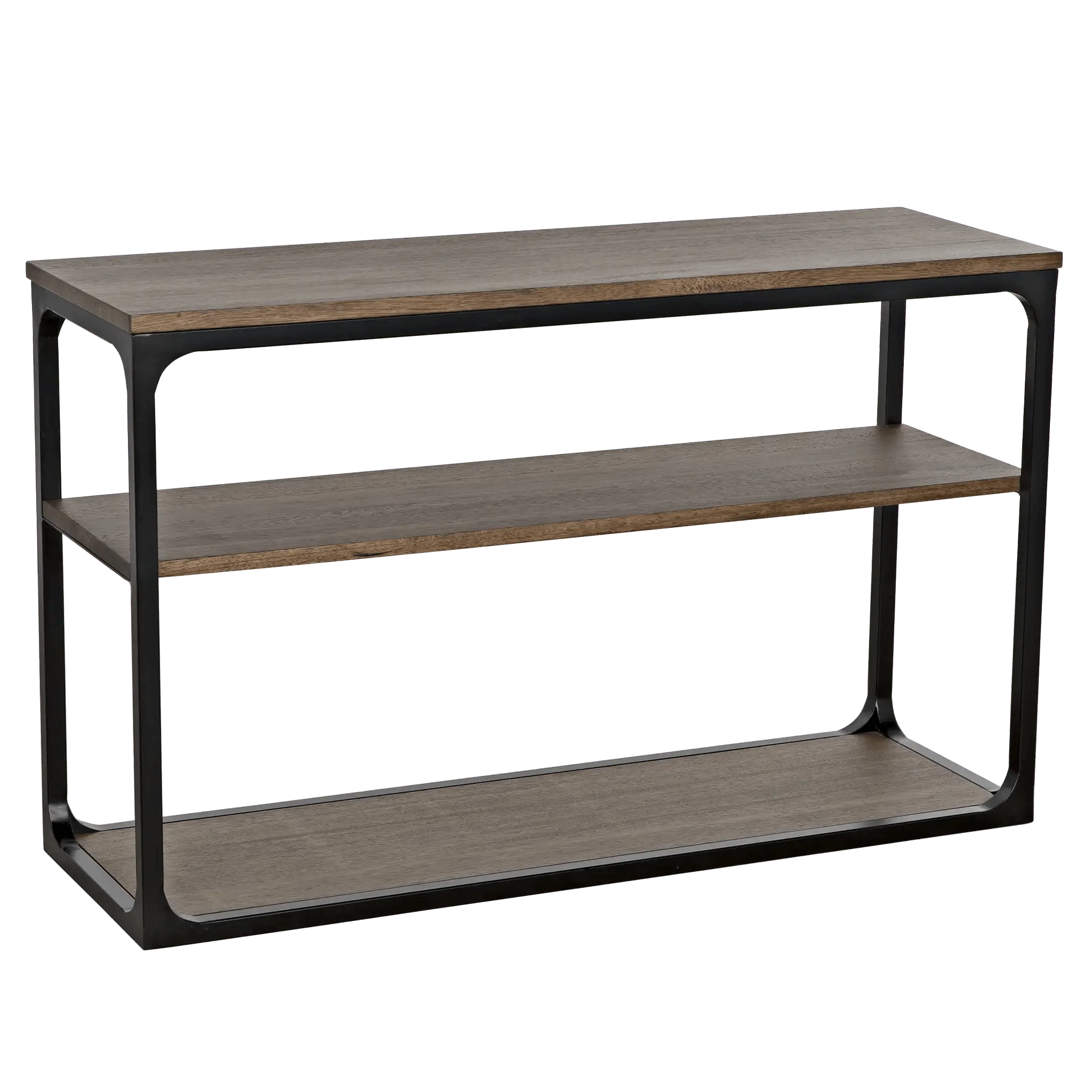 Novie Console, Small, Black Steel with Dark Walnut - Remutear