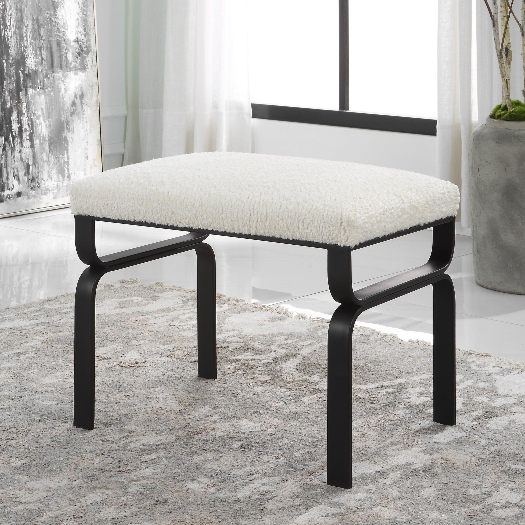 Diverge White Shearling Small Bench - Remutear
