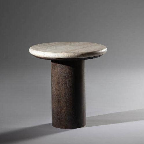 JENNAMIRA TRAVERTINE TOP ACCENT TABLE - Remutear