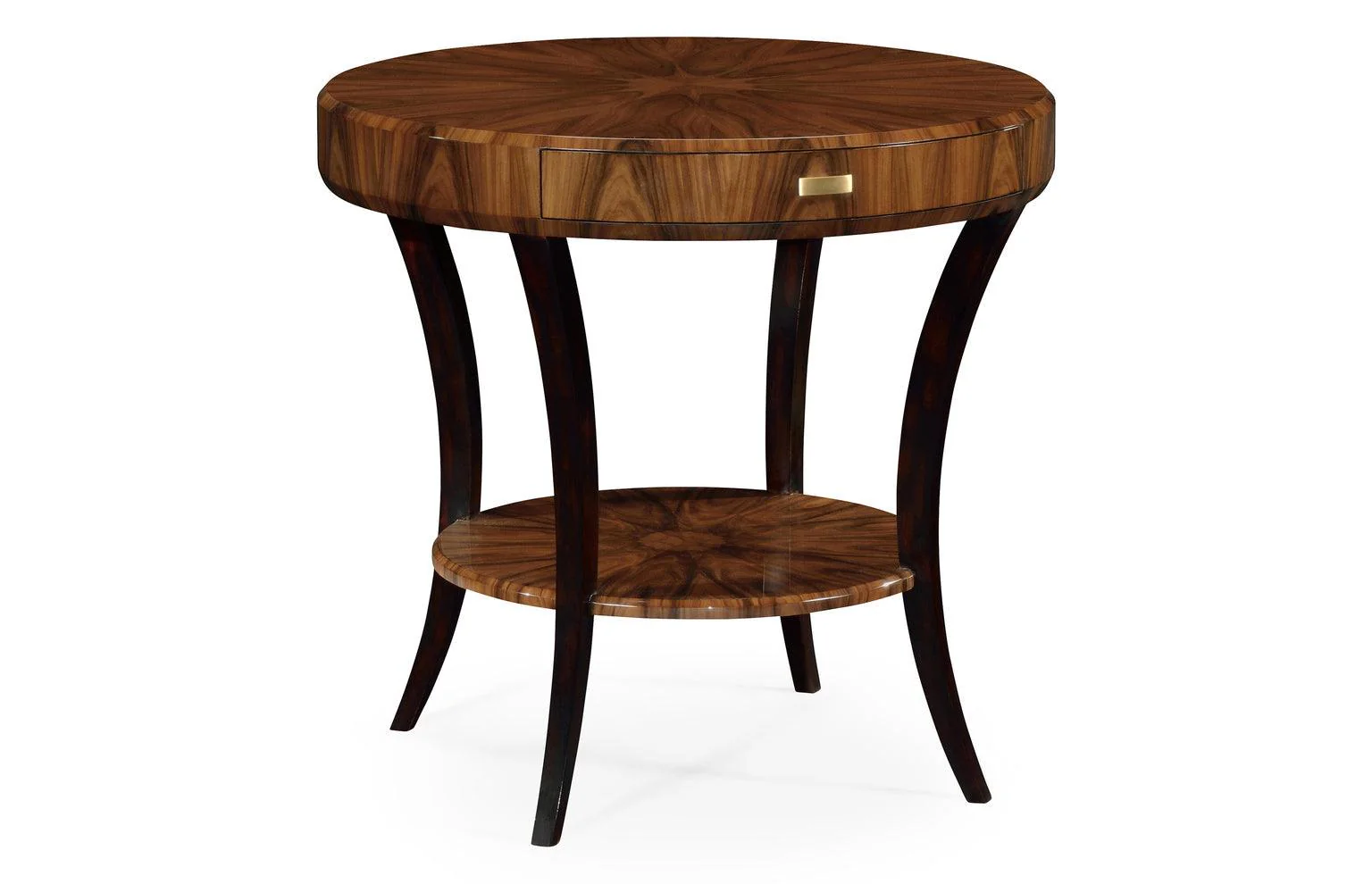 Santos Art Deco Satin Round Side Table with Drawer - Remutear