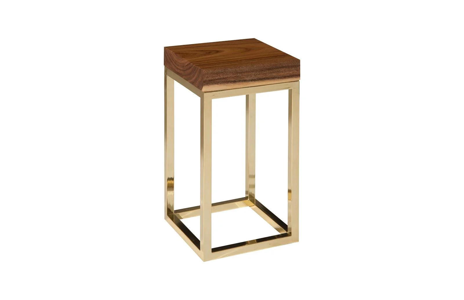 Hayden End Table, Natural, Narrow, Square, Plated Brass Base - Remutear