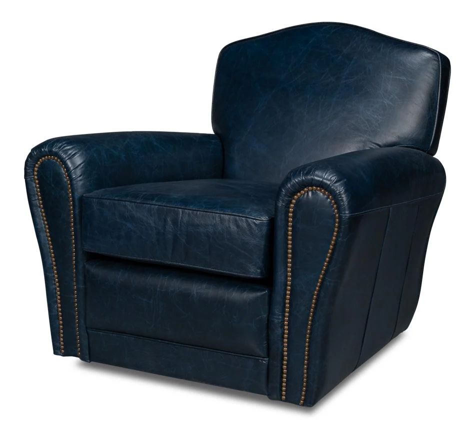 Elite French Club Swivel Chair - Blue - Remutear