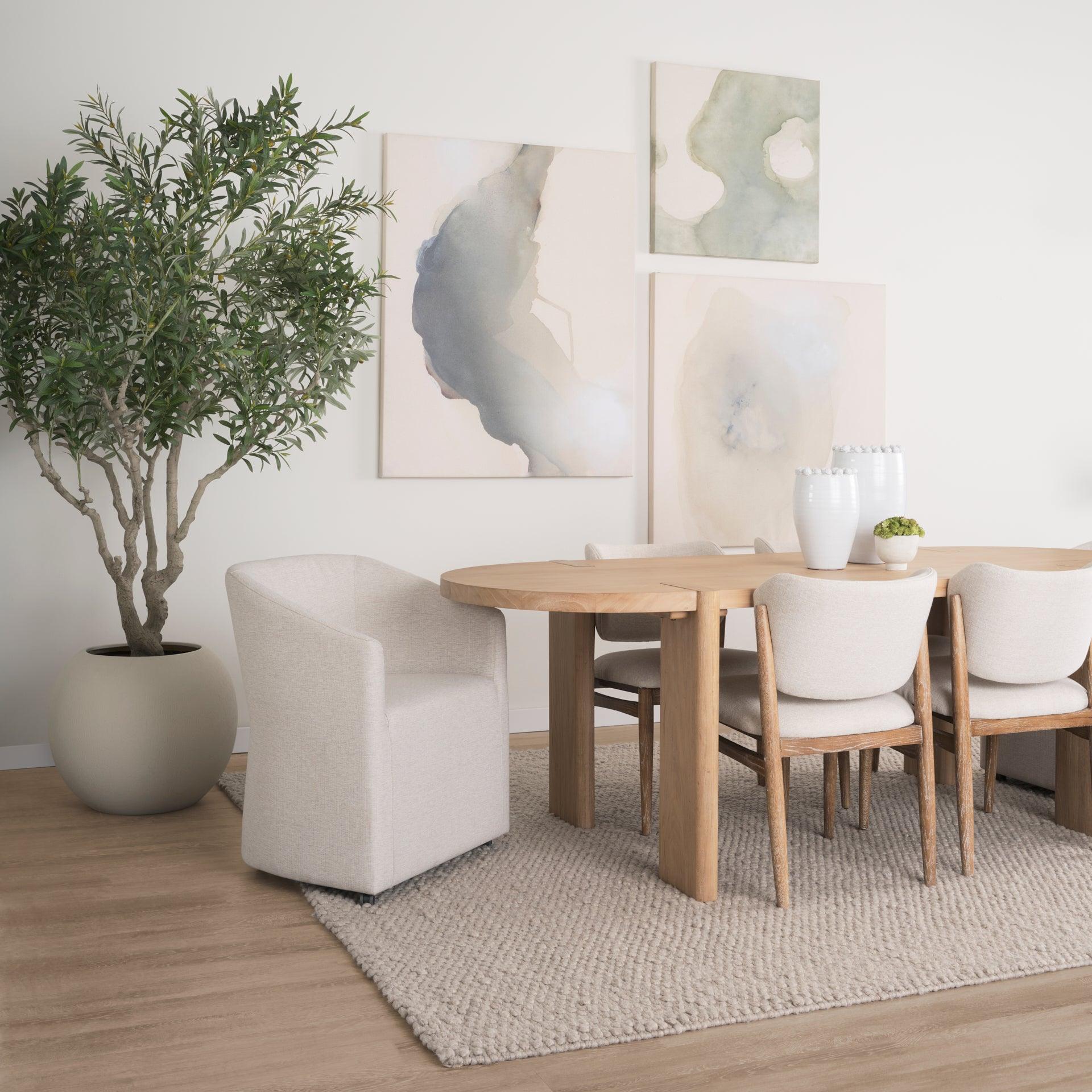 Sondra Oatmeal Performance Fabric Upholstered Club Dining Chair - Remutear