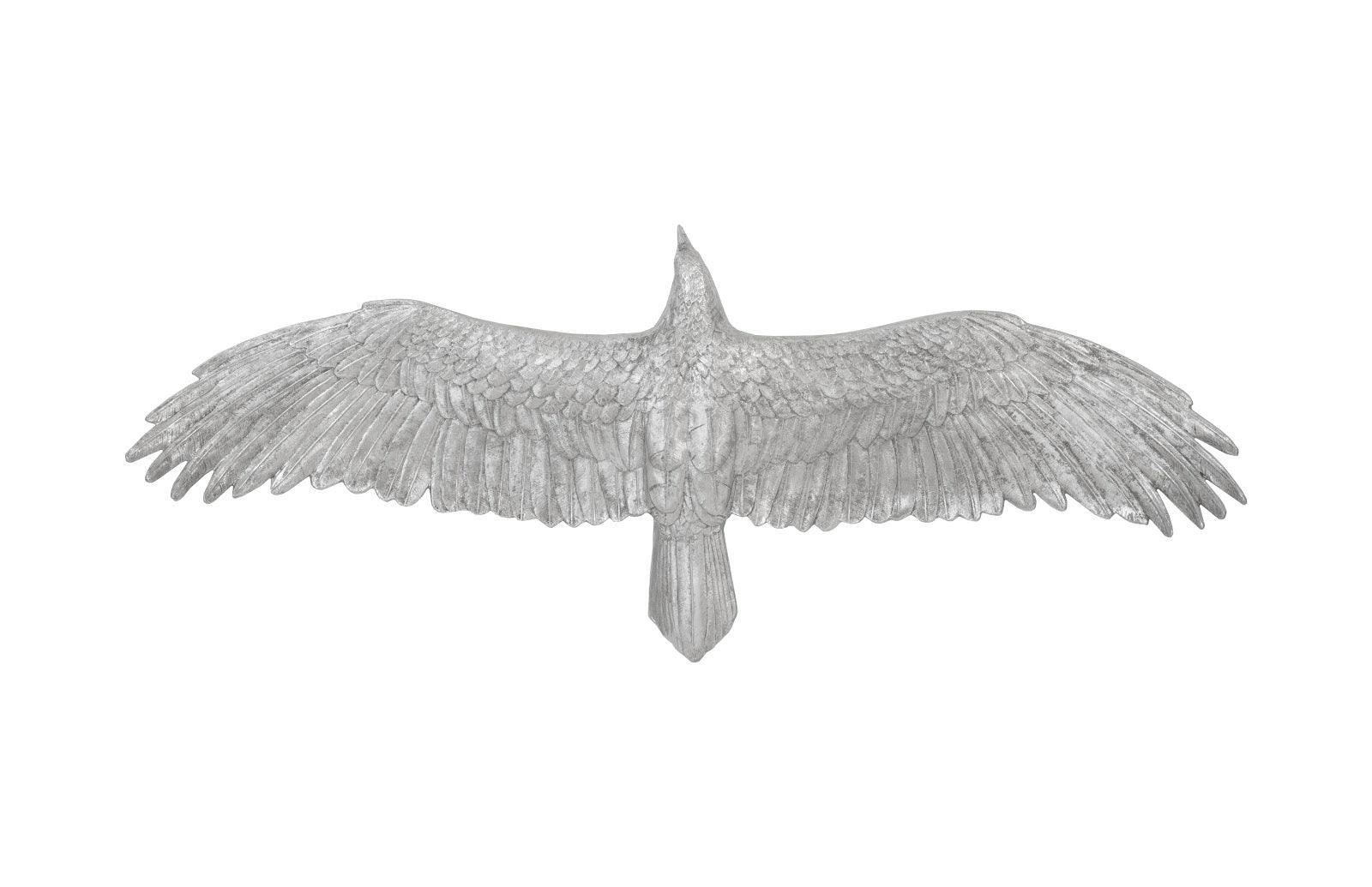 Soaring Eagle Wall Art, Resin, Silver Leaf, LG - Remutear
