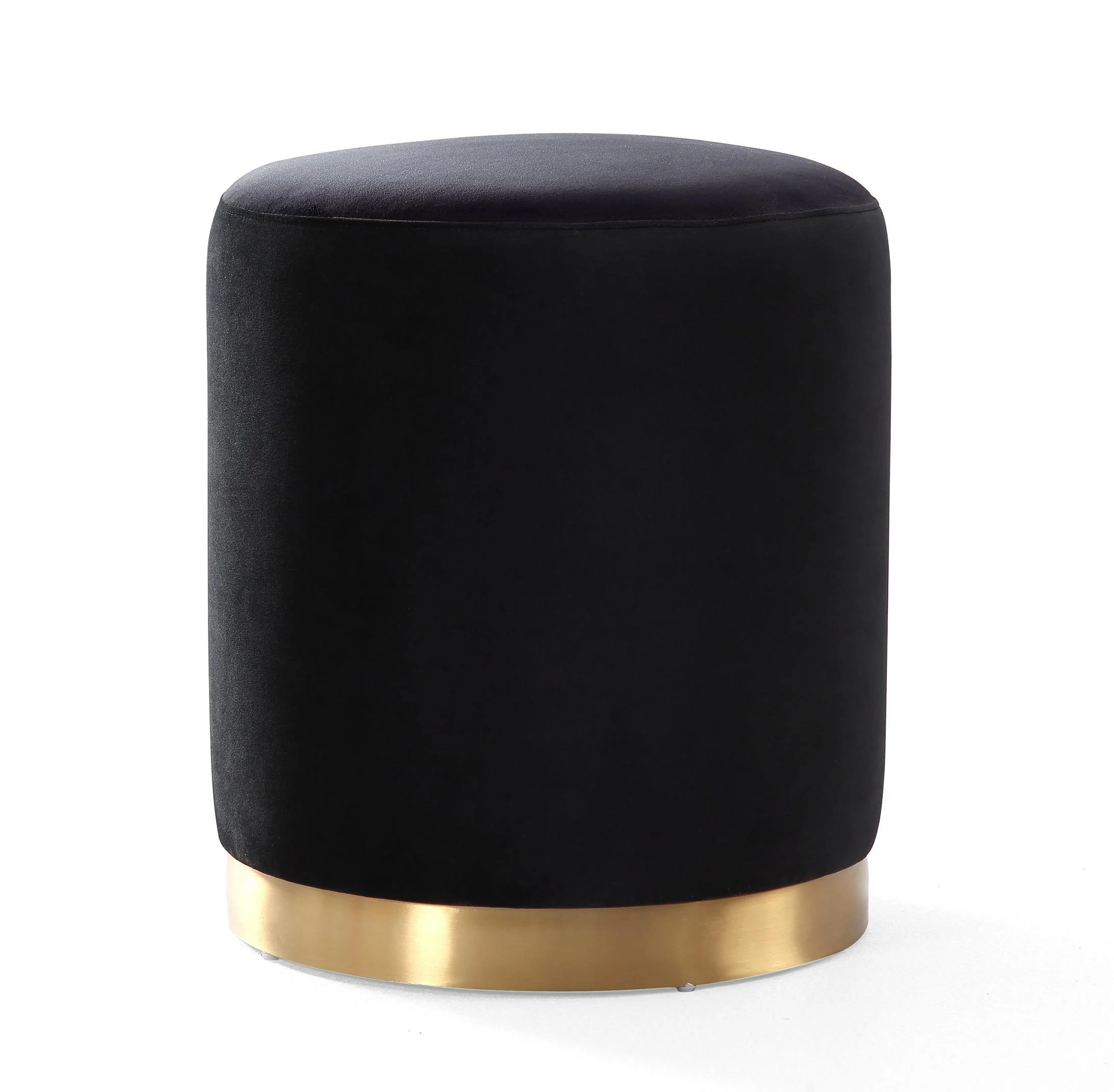 Opal Black Velvet Ottoman -Gold Base - Remutear