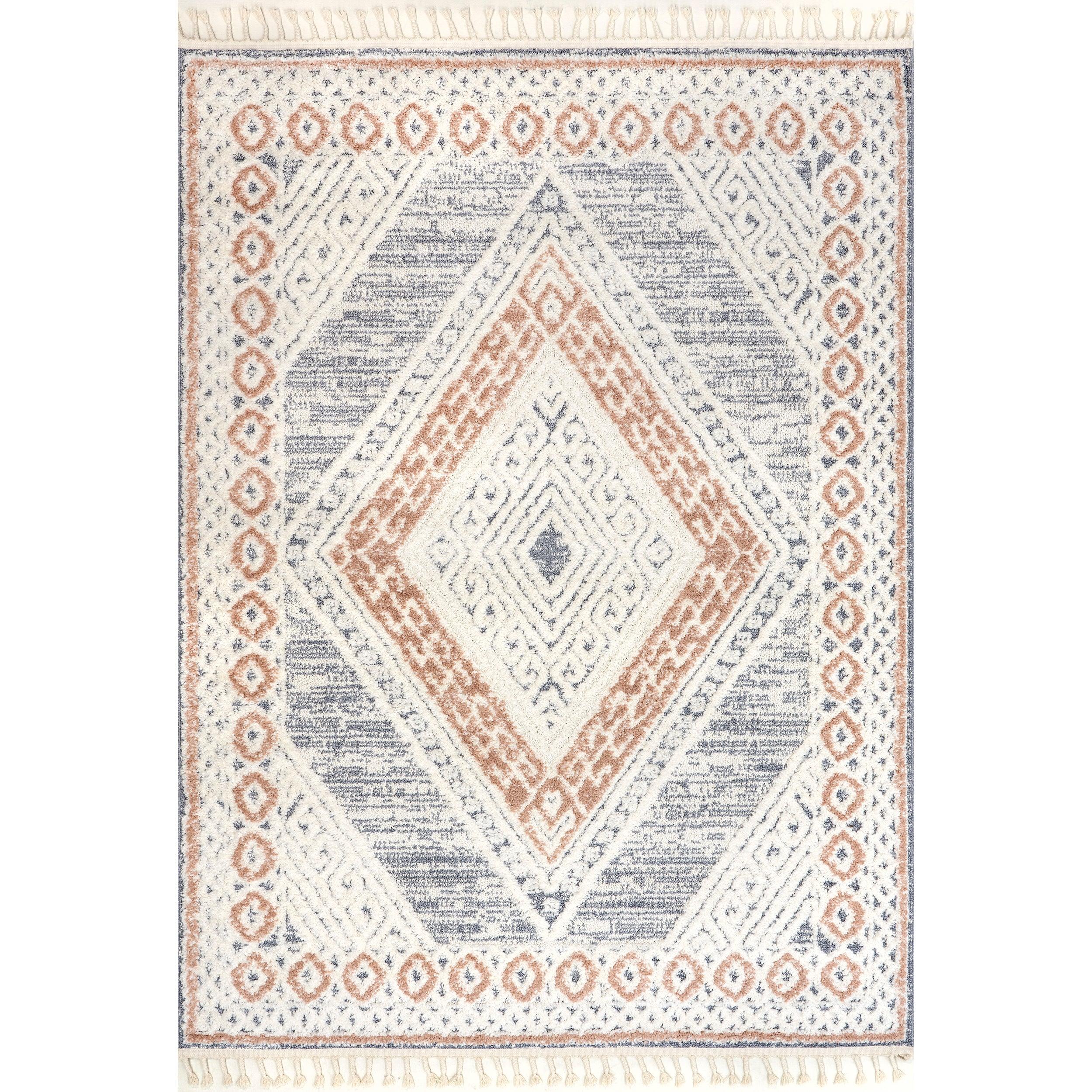 Acacia Raised Diamond Tasseled Area Rug - Remutear
