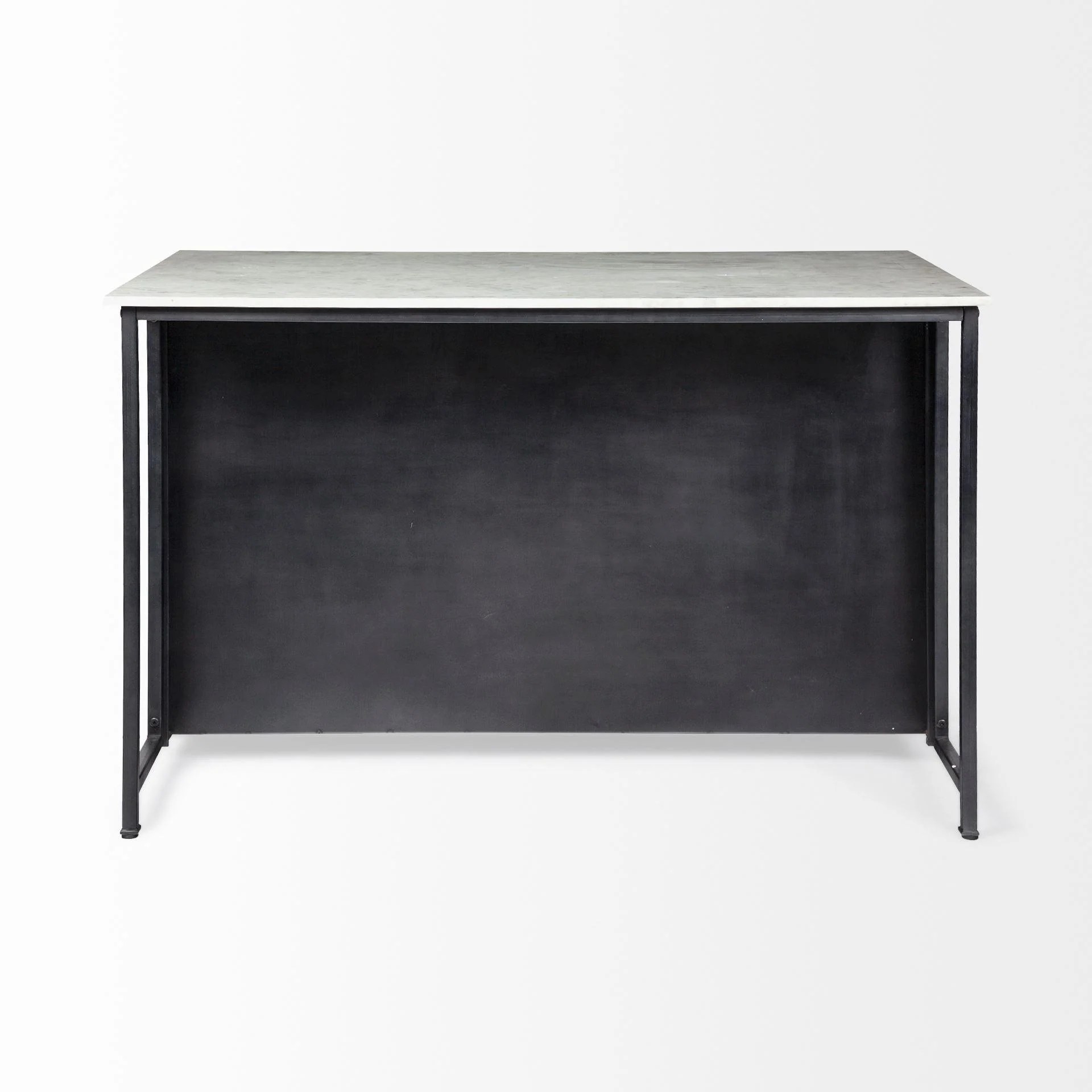 Fieri Solid Iron Black Body White Marble Top Four Drawer Kitchen Island - Remutear