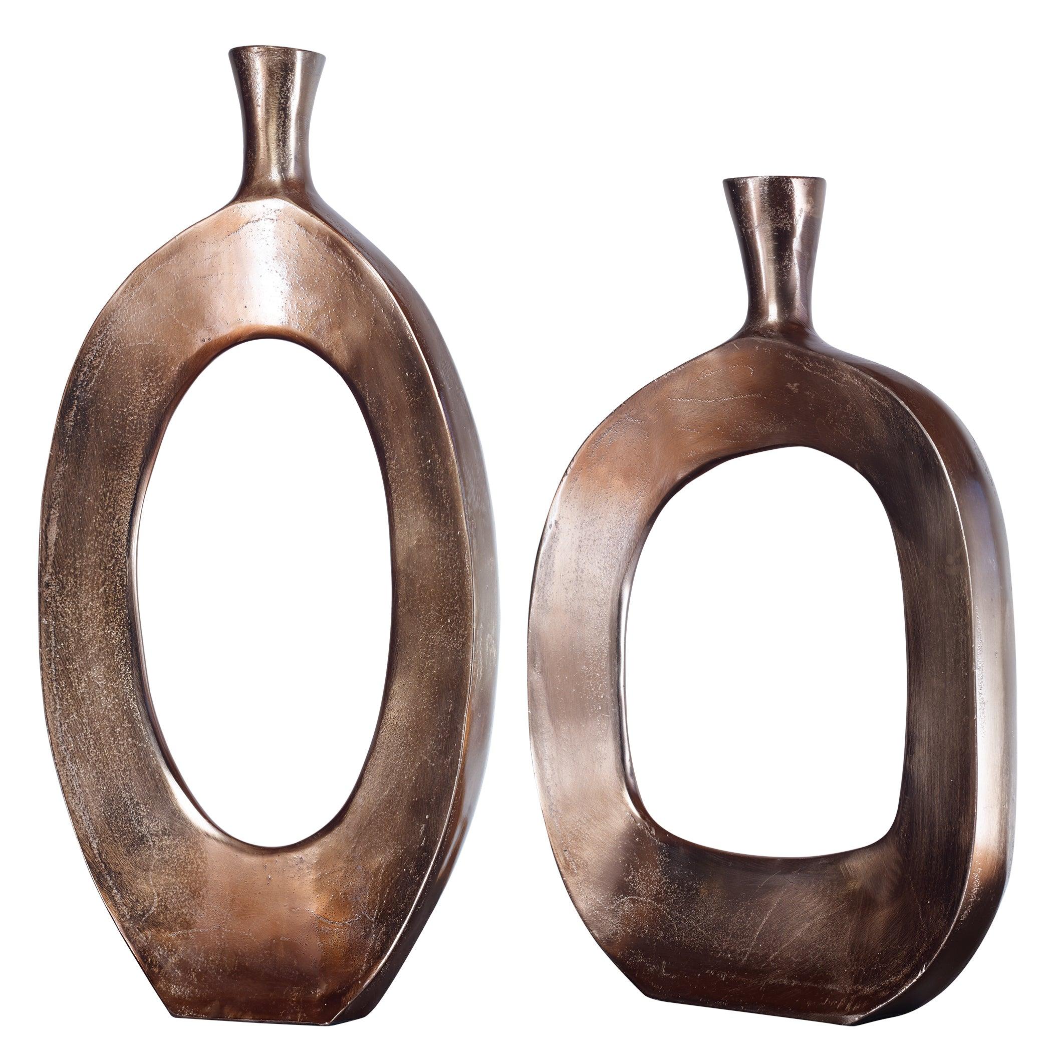 KYLER TEXTURED BRONZE VASES SET/2 - Remutear