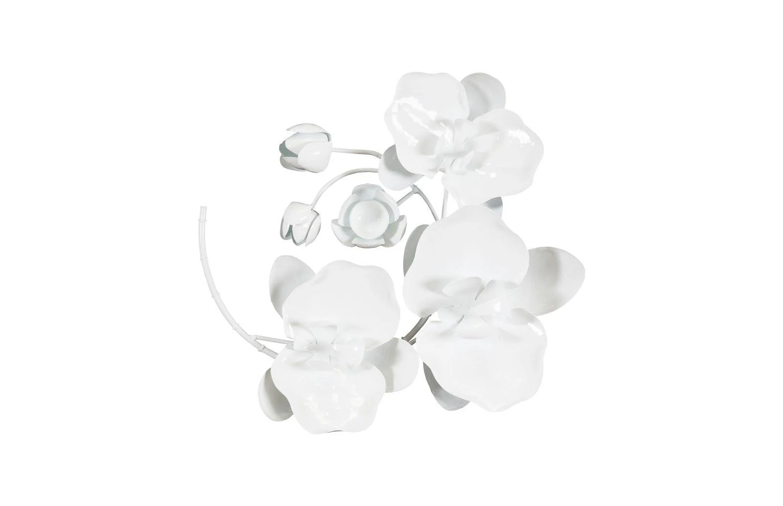 Orchid Sprig Wall Art, Small, Metal, White - Remutear