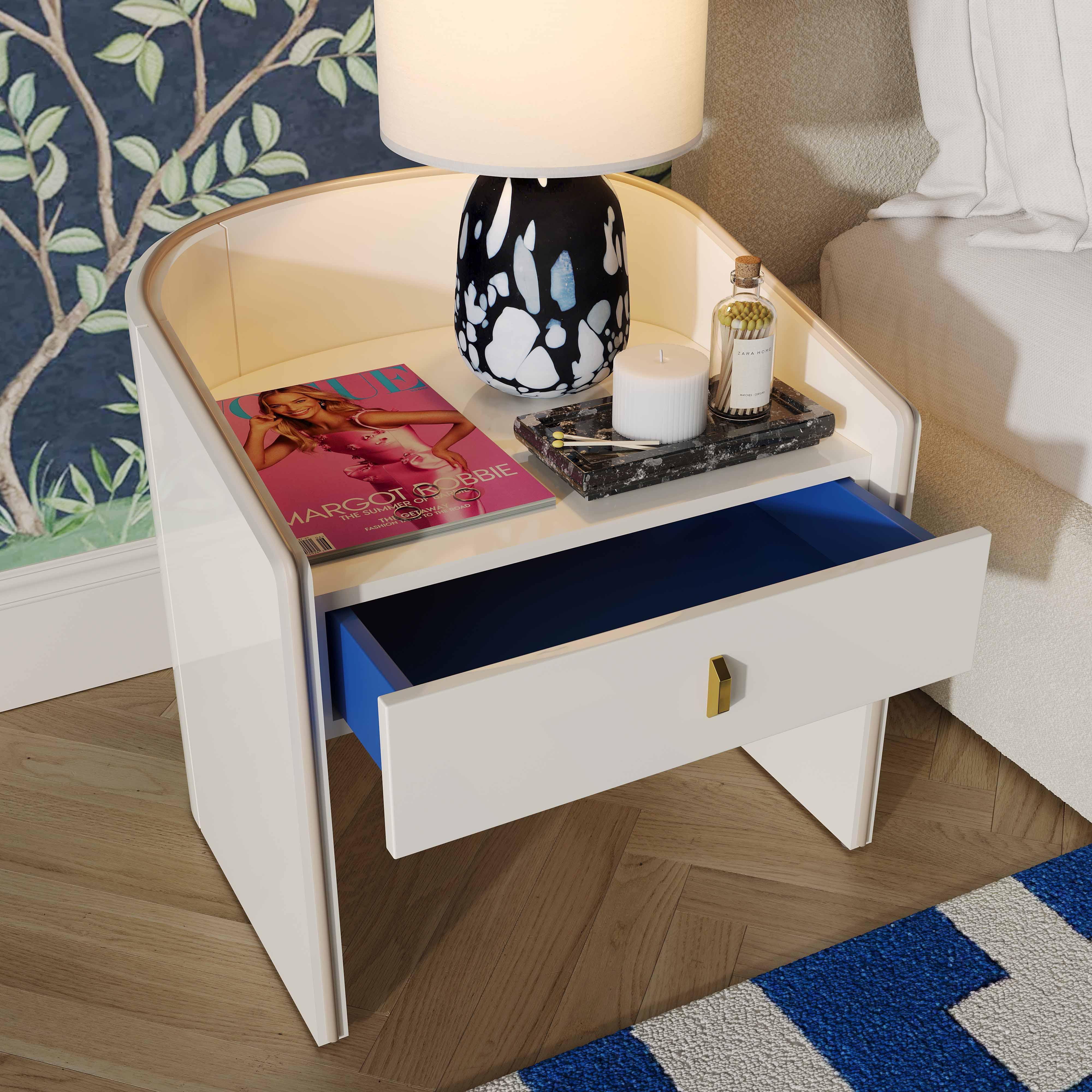 Collins Cream Lacquer Nightstand - Remutear