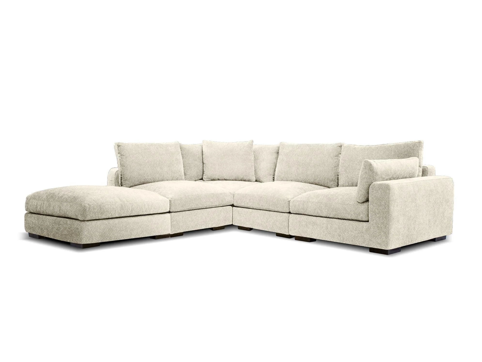 ONZA Sectional 5-Piece Chaise Right Side Facing (Corner, LAF, 2 Armless, Ottoman) - Remutear