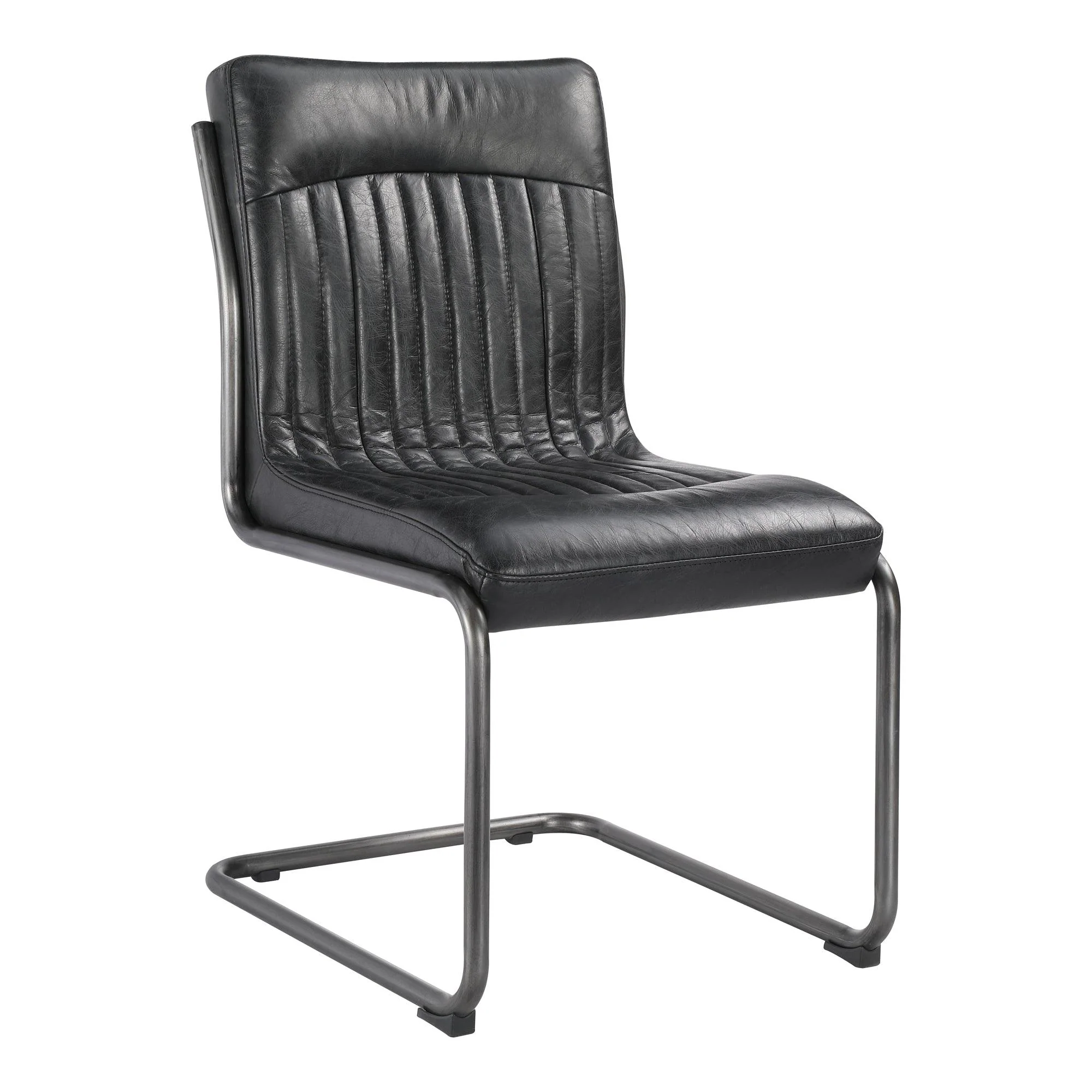 Ansel Dining Chair Onyx Black Leather - Set Of Two - Remutear