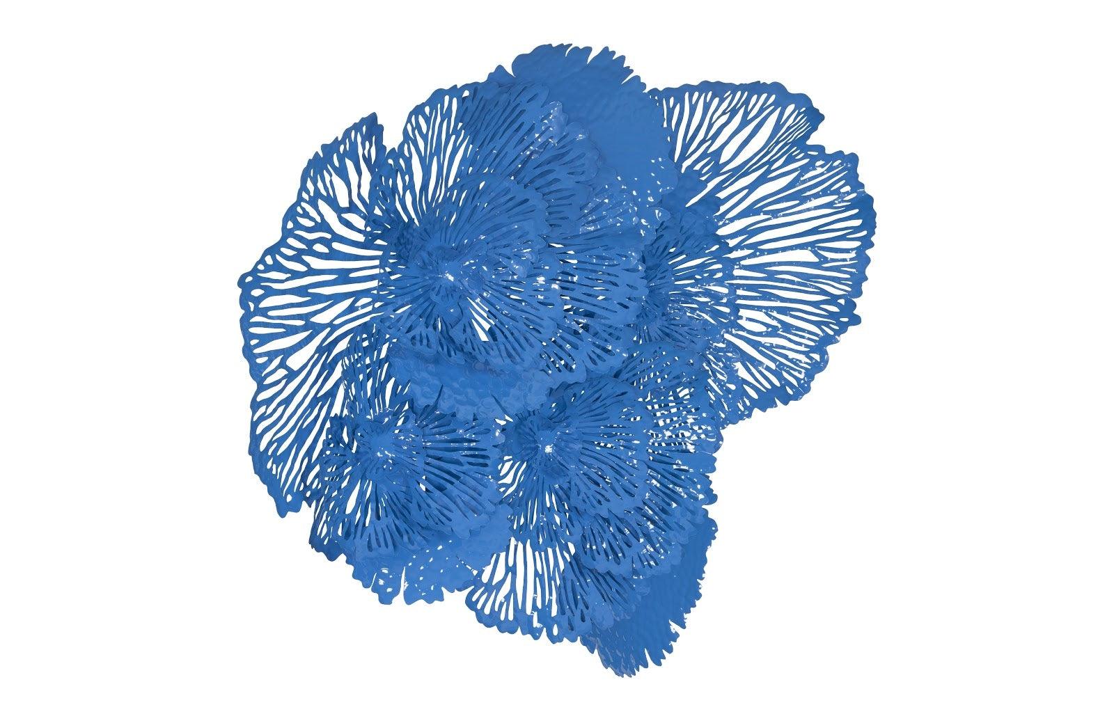 Flower Wall Art, Large, Blue, Metal - Remutear
