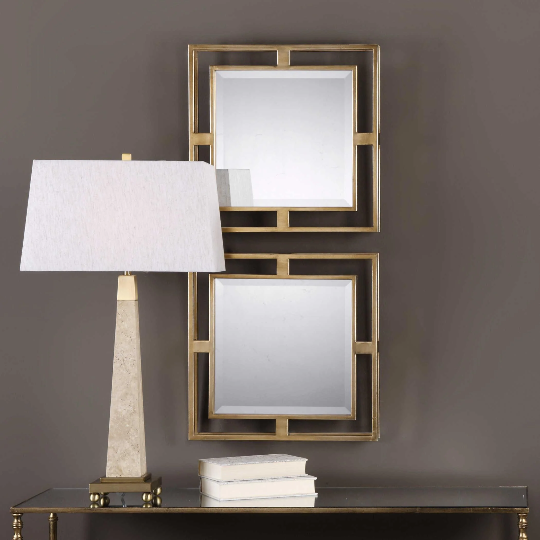 ALLICK GOLD SQUARE MIRRORS SET OF 2 - Remutear