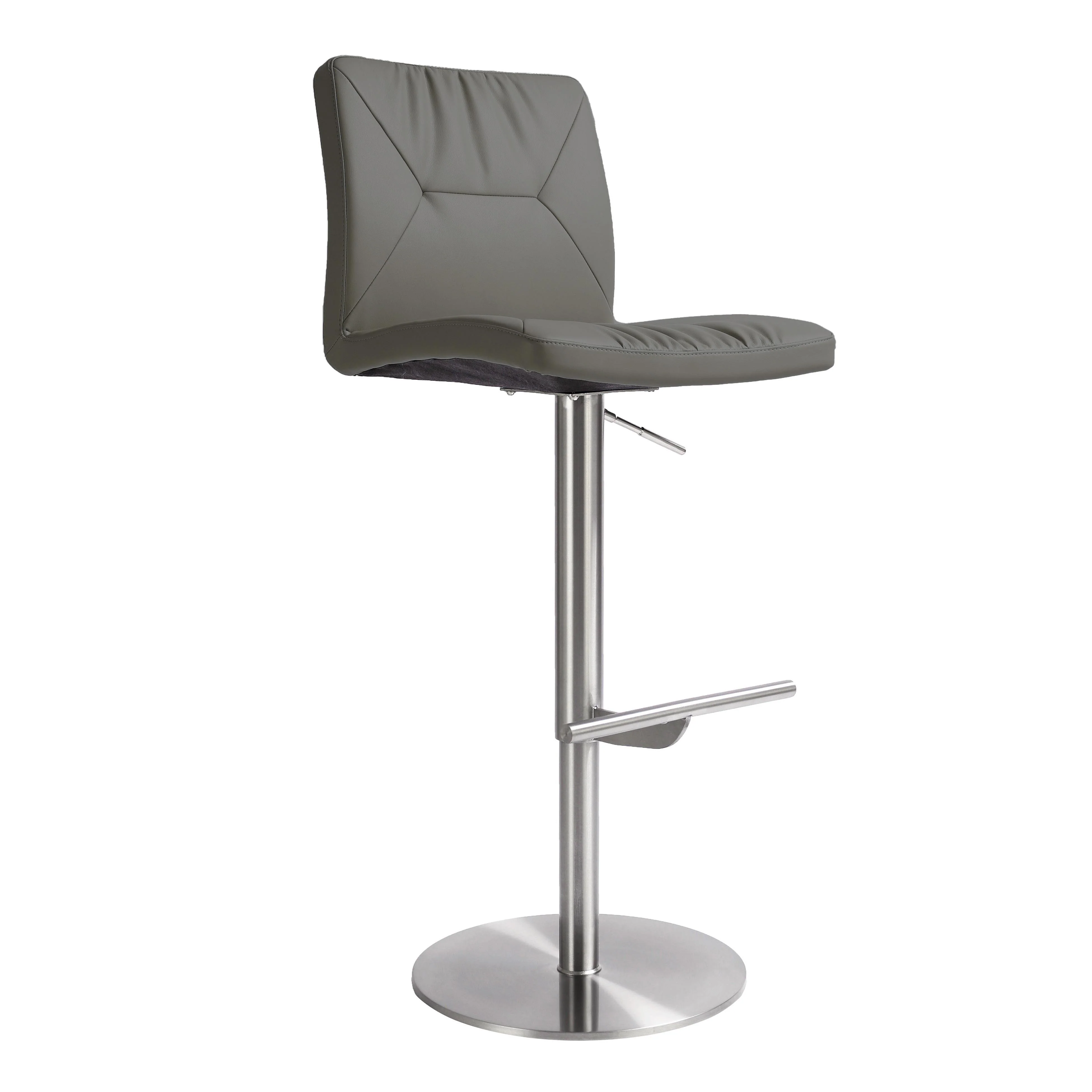 Paddy Dark Grey Vegan Leather on Silver Adjustable Stool - Remutear