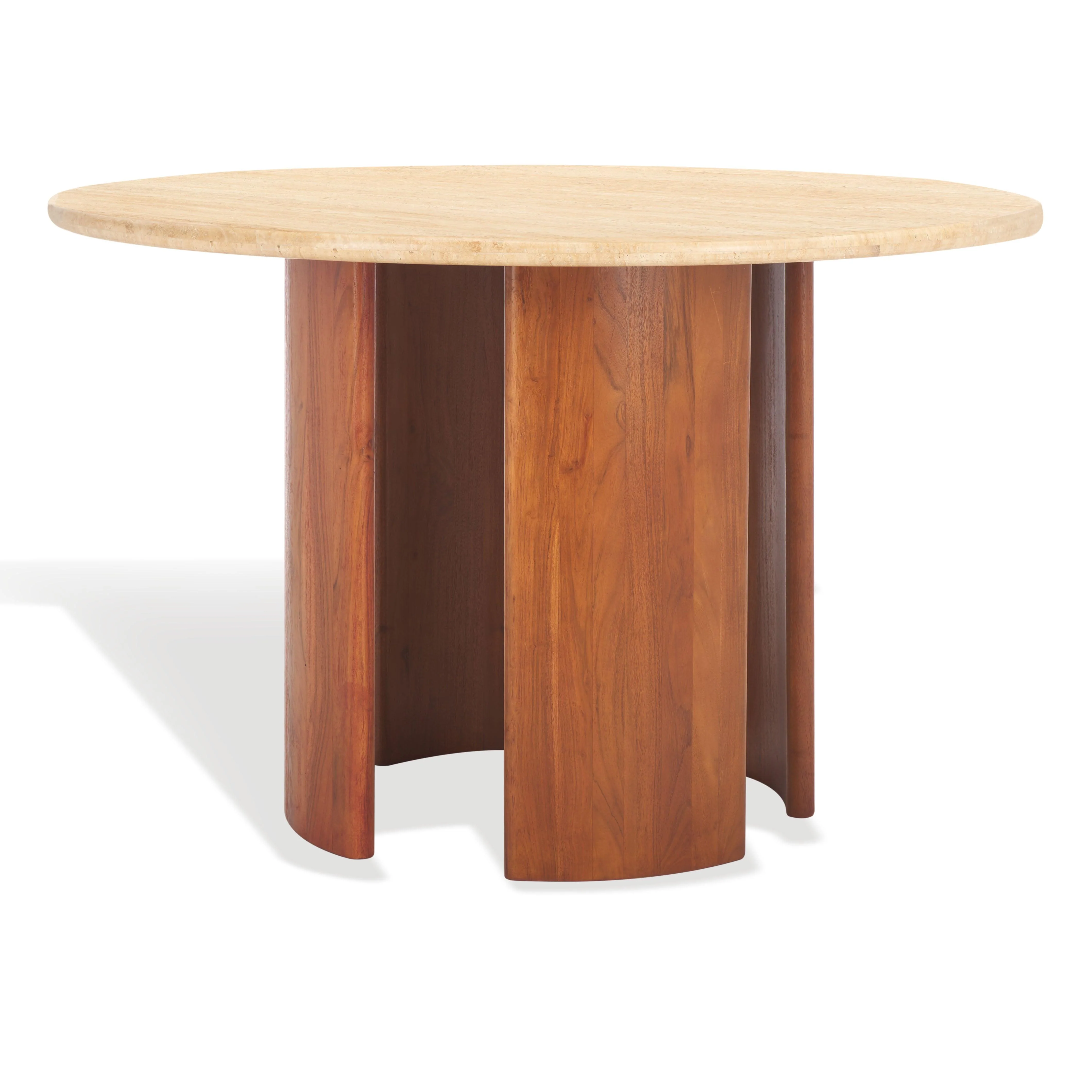 TRINSLY TRAVERTINE TOP DINING TABLE - Remutear