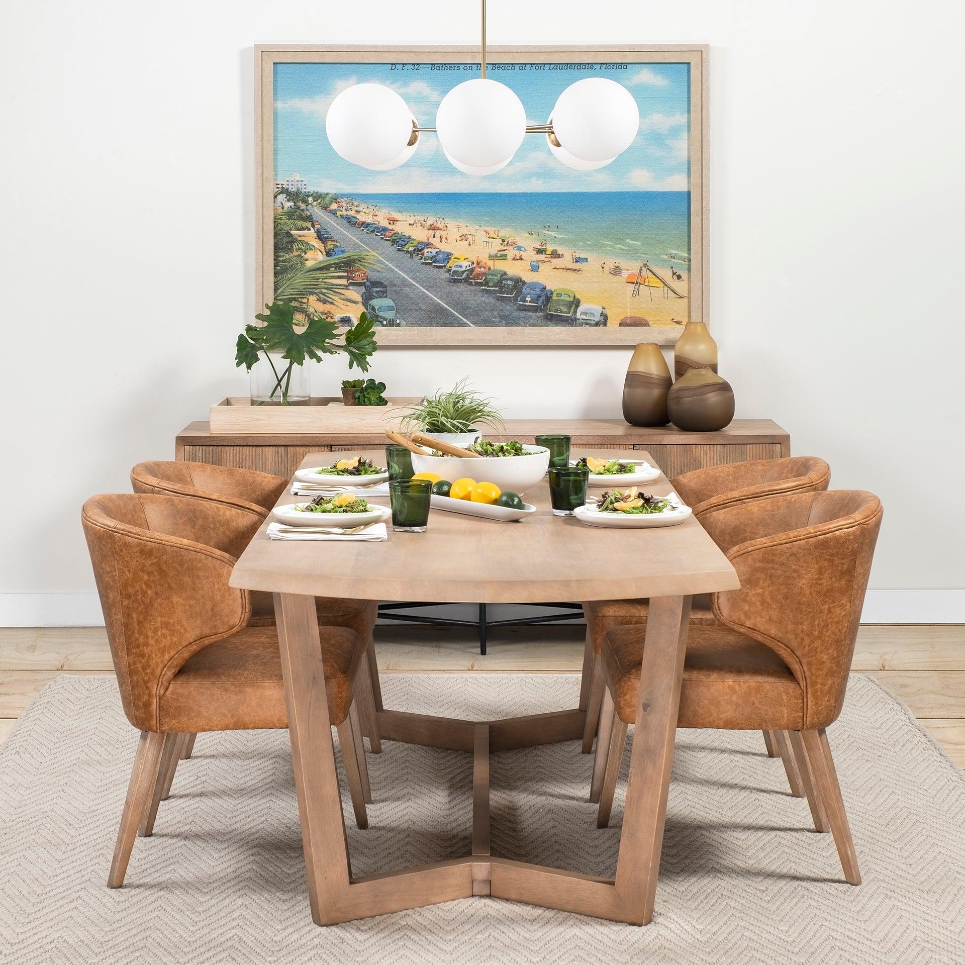 Niles 22.5L x 24.0W x 32.0H Brown Faux Leather Seat W/Brown Wooden Legs Wingback Dining Chair - Remutear