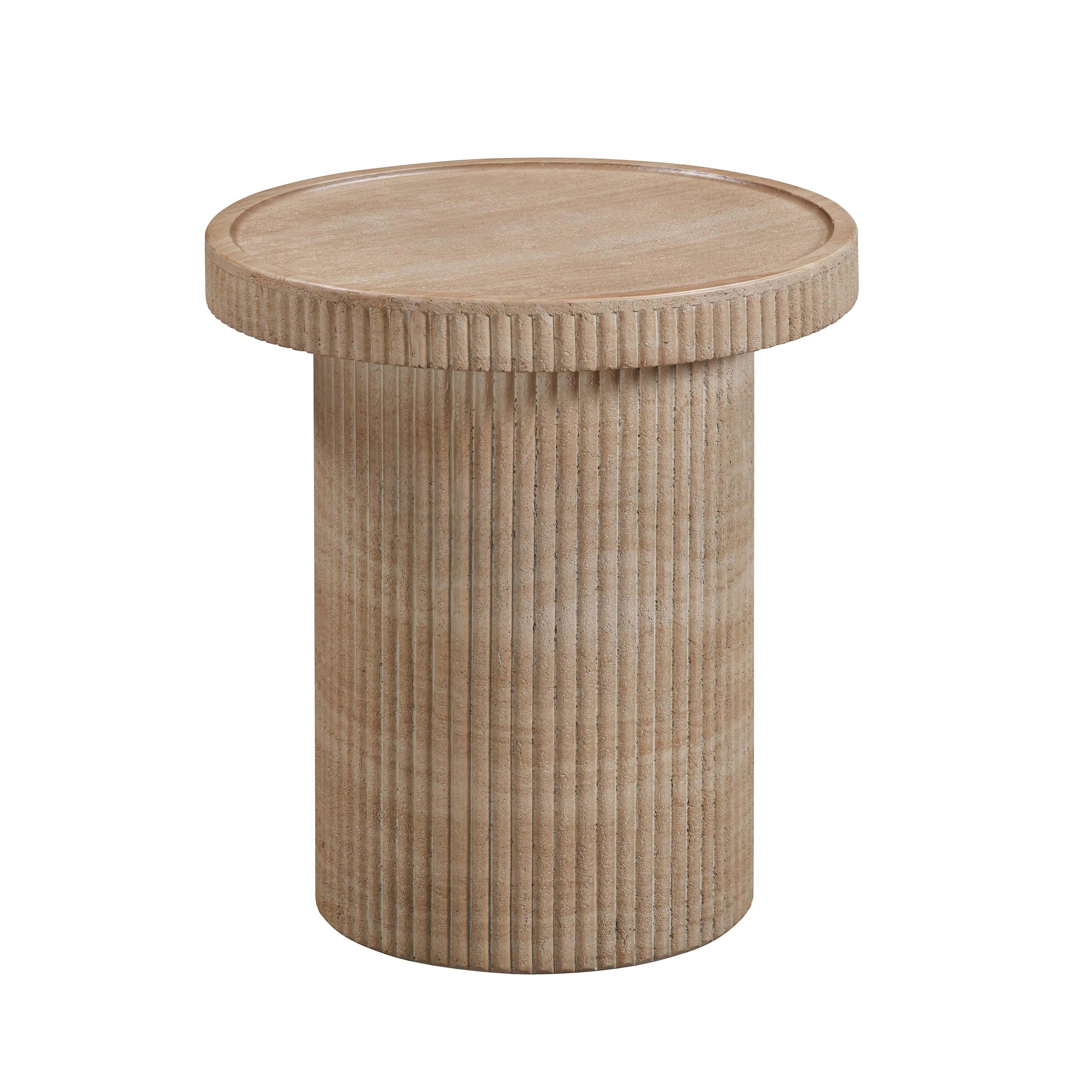 Darcy Faux Travertine Concrete Side Table - Remutear