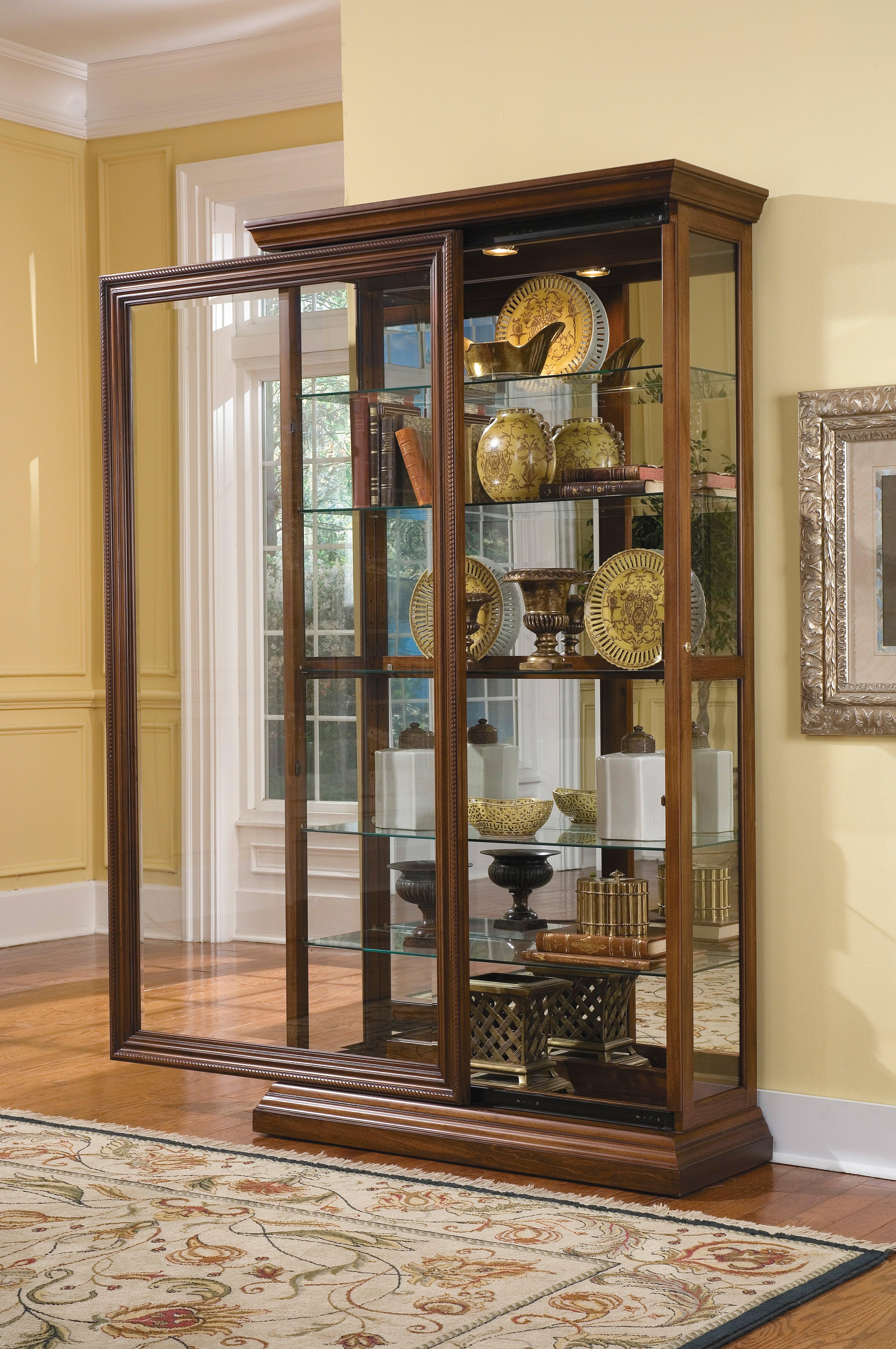 Edwardian 5 Shelf Sliding Door Curio Cabinet - Remutear