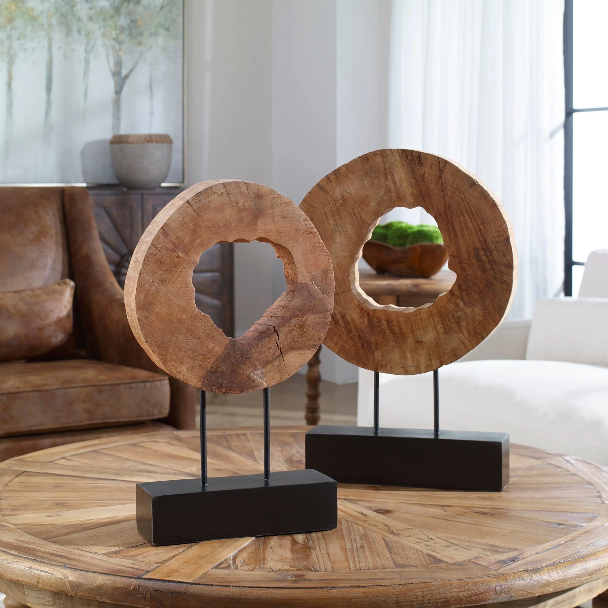 ASHLEA WOODEN SCULPTURES SET OF 2 - Remutear