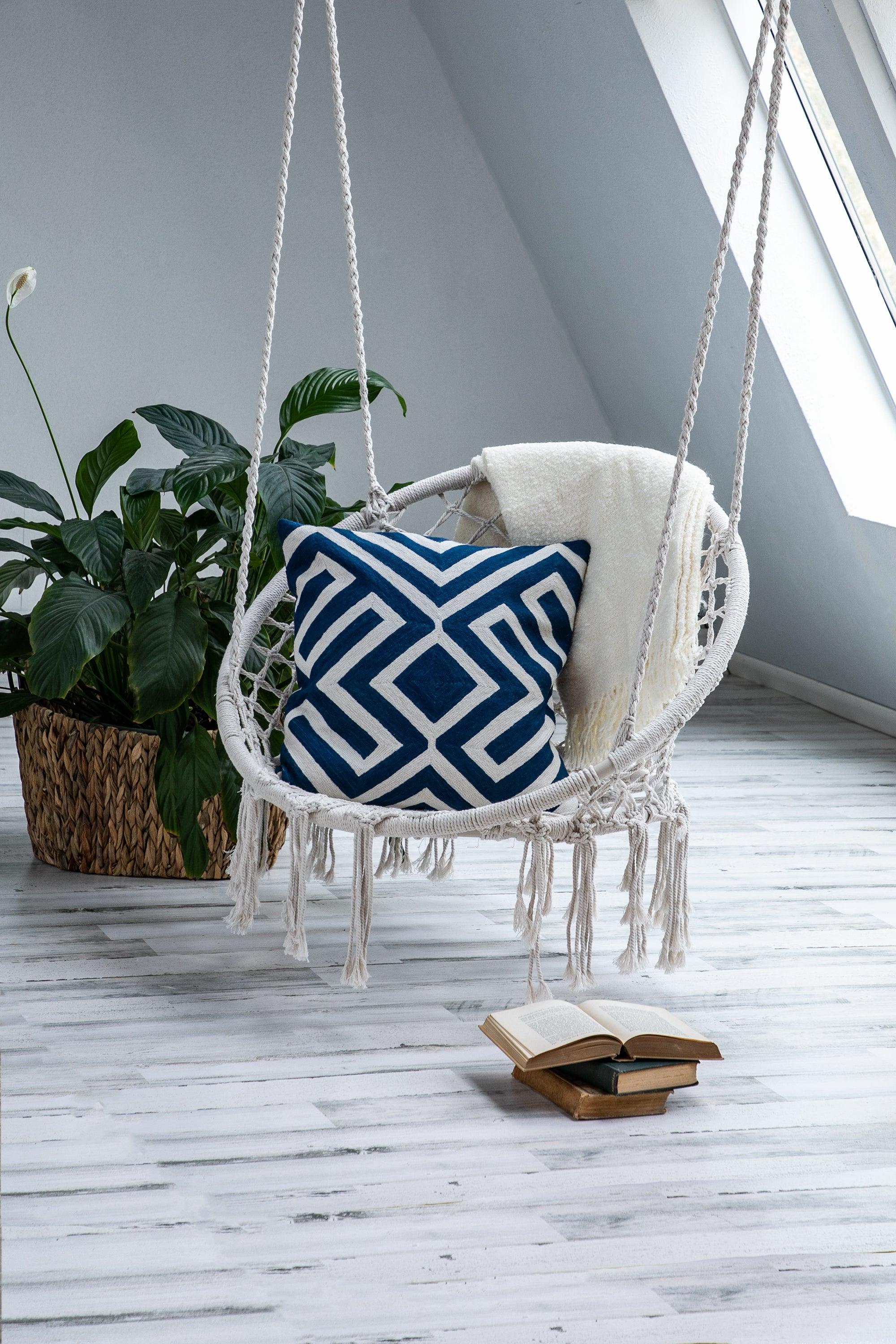 Geometric Crewel Cotton Square Cushion - Remutear